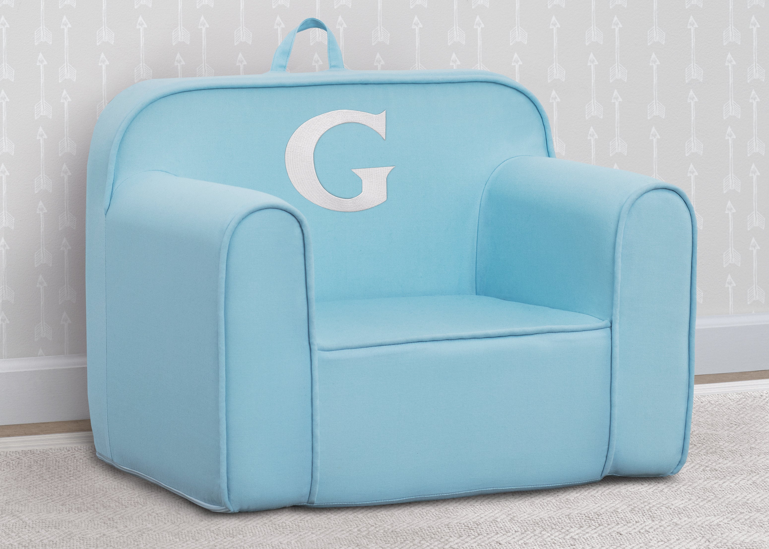Personalized Monogram Light Blue Cozee Chair - Custom Plush Recliner for Living Room, Nursery & Office - Cozy Reading & Relaxation Seat