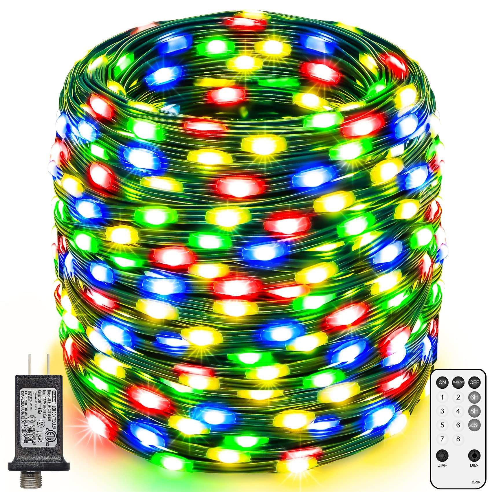 1000 LED 394 FT Christmas Lights Outdoor Waterproof - Remote Control & Timer, 8 Lighting Modes, Green Wire - Indoor/Outdoor Fairy String Lights for Christmas Tree, Home, Yard, Party Decorations (Multicolor) - Perfect for Holiday, Wedding, Garden, and Festive Decor