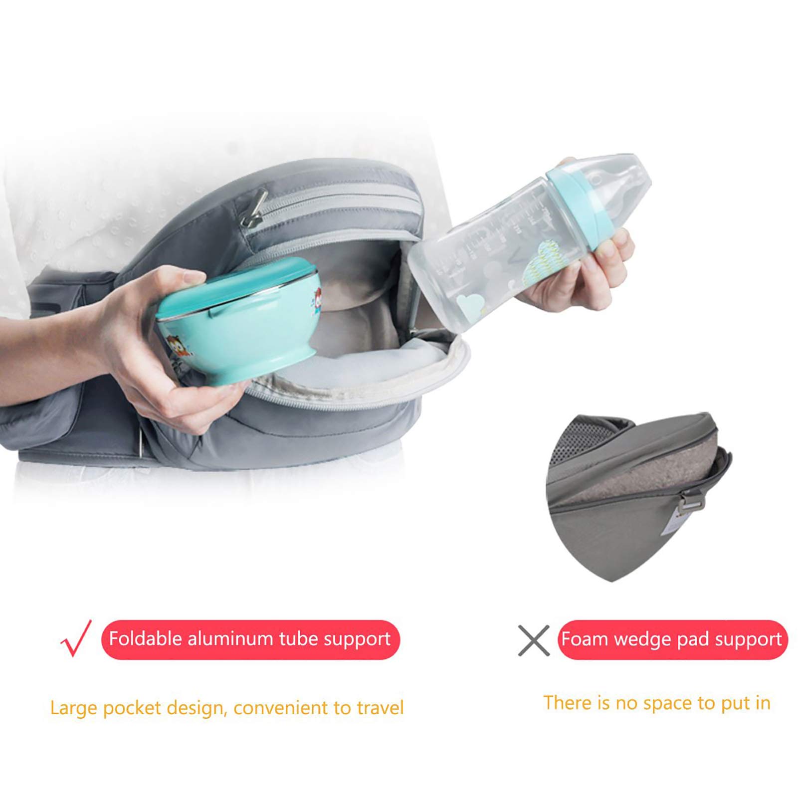 Bebamour 6-Position Ergonomic Baby Carrier - Adjustable Infant & Toddler Carrier for All Seasons, Alphax Design (Grey) - Perfect for Hiking, Shopping & Hands-Free Parenting