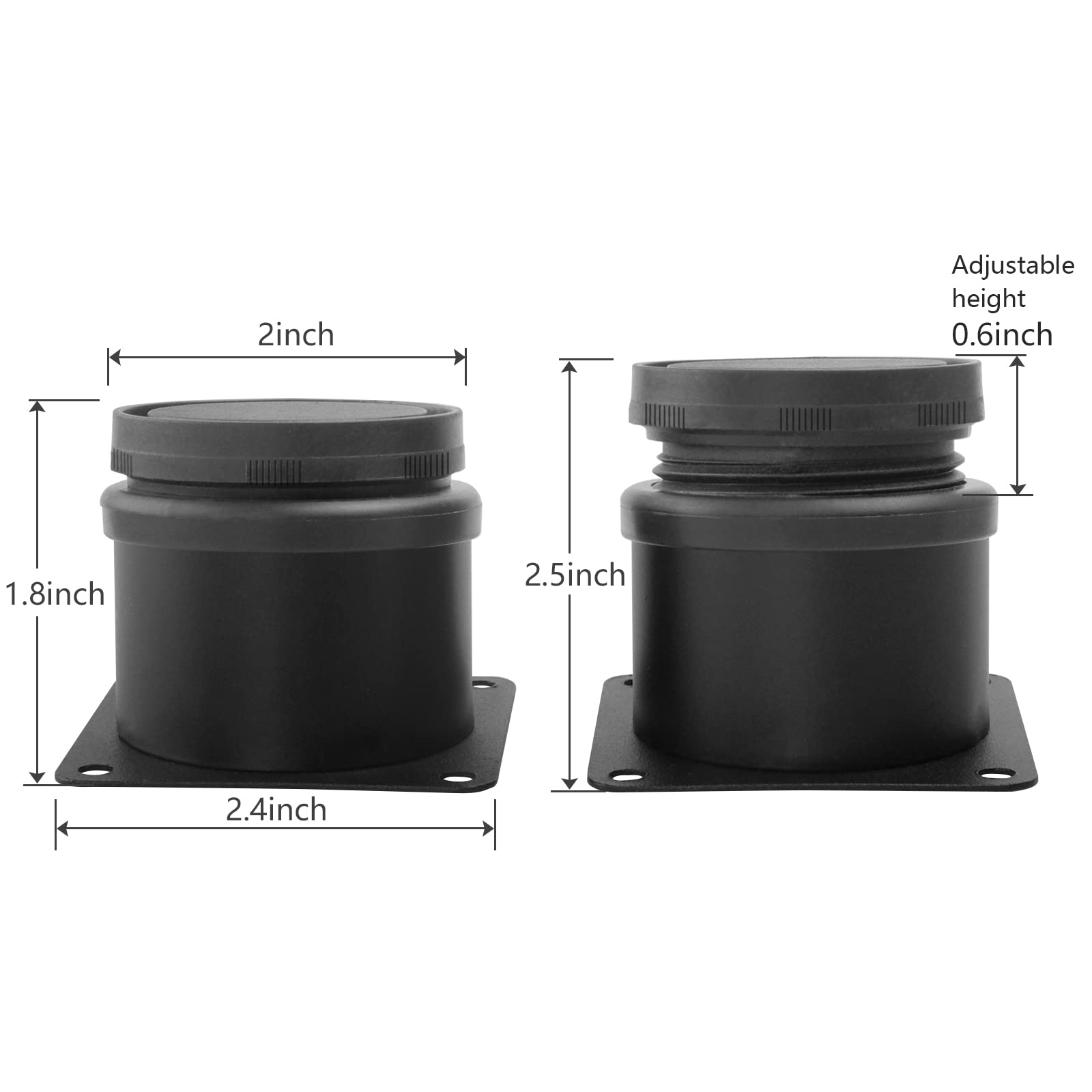 Anwenk 2 Inch Adjustable Stainless Steel Furniture Legs - 4 Pack (50mm, Black) for Kitchen Cabinets, Desks, Tables & Sofas | Durable & Stylish Home Upgrade
