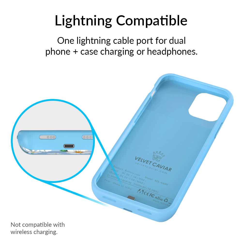 Daisy iPhone Charging Case - 5000mAh Portable Battery Charger for iPhone 14/13/12/11/X/8/7 - Slim Protective Phone Case with Built-in Power Bank - Perfect for Travel, Work & Outdoor Activities