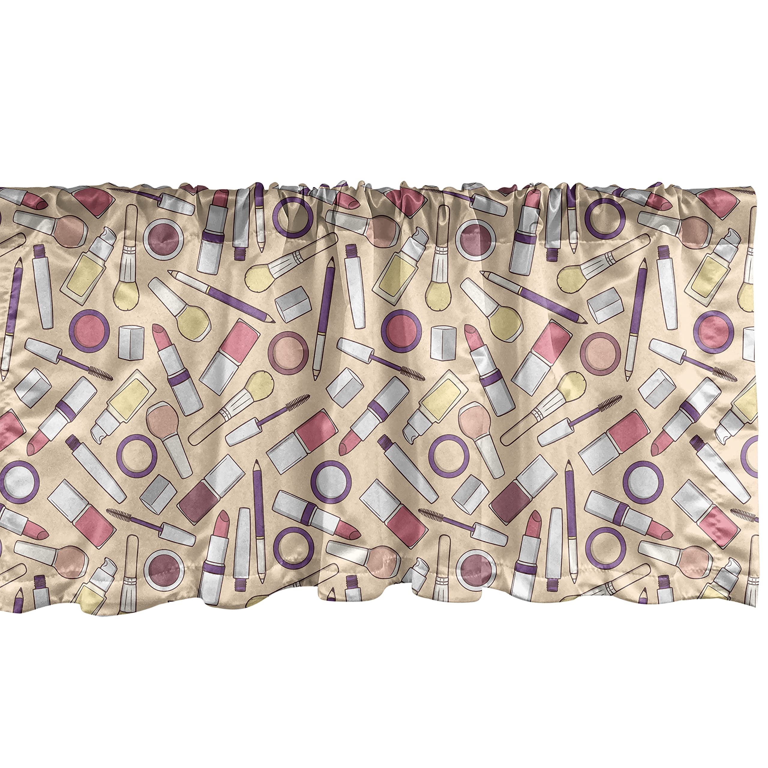 Ambesonne Fashion Window Valance with Lipstick & Makeup Print - 54