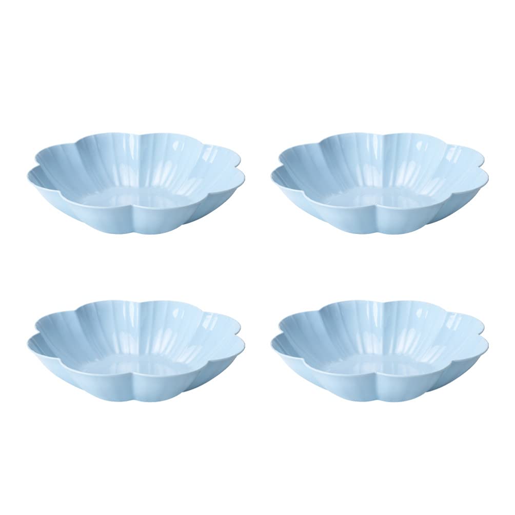 Hemoton 4-Piece Flower Shaped Plates Set - Decorative Serving Bowls for Fruits, Snacks, Nuts, Candy, Jewelry | Appetizer & Dessert Tray for Home, Party, Restaurant - Elegant Blue Tableware for Entertaining & Display