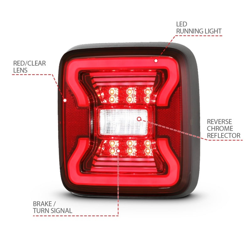 ANZO LED Tail Lights for Jeep Wrangler JL (2018-2025) - Black Smoke Style - Enhanced Visibility & Safety - Perfect for Off-Roading & Night Driving