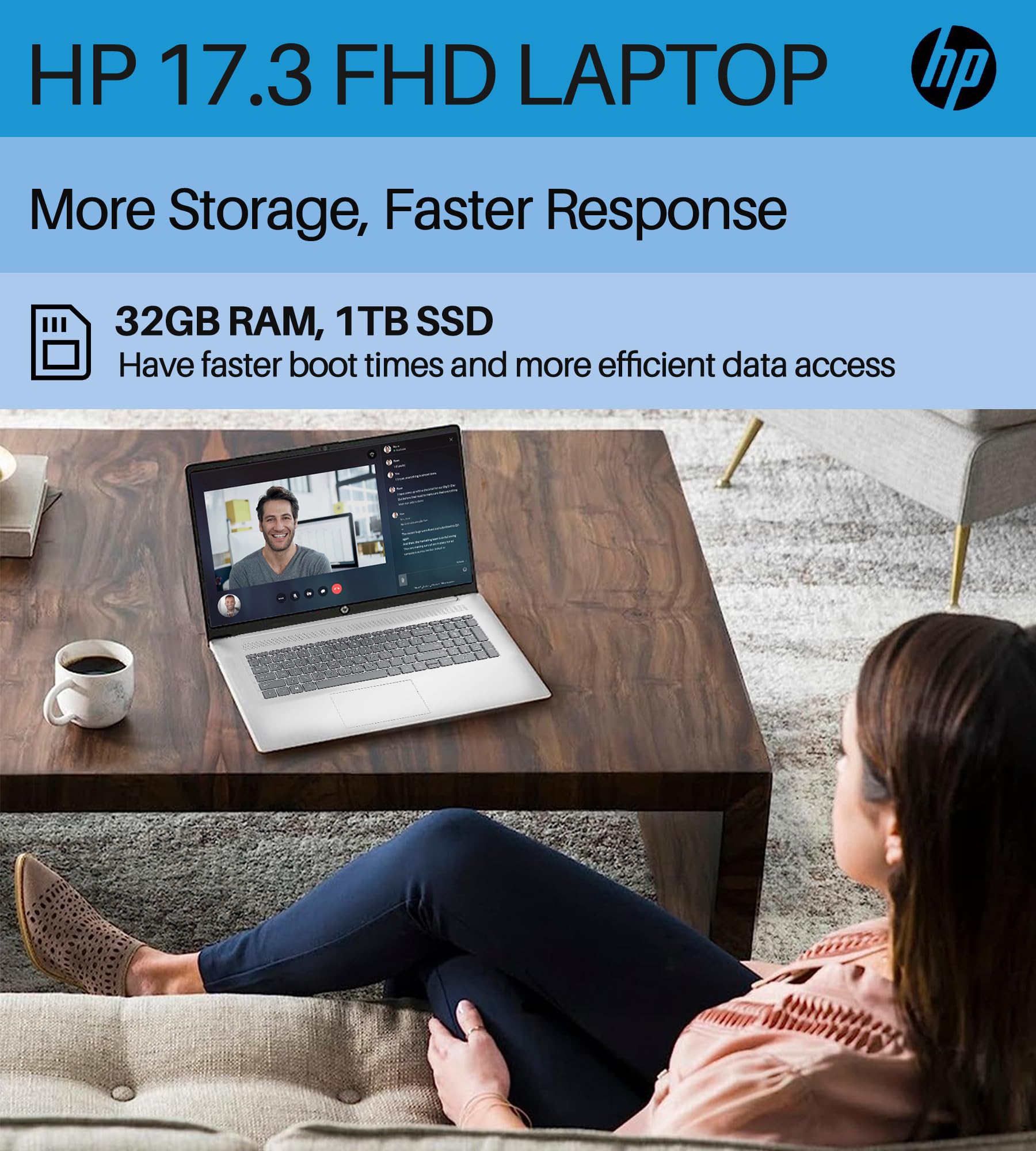 HP 17.3 Inch FHD Business Laptop - Intel Core i5 1335U 10-Core Processor (Up to 4.6GHz), 32GB RAM, 1TB SSD, Iris Xe Graphics, Wi-Fi 6, Backlit Keyboard, Windows 11 - Perfect for Office Work, Remote Jobs & Productivity Tasks