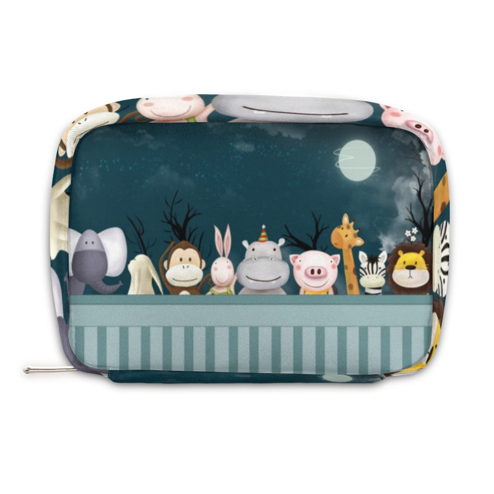 Waterproof Animal Print Makeup Bag for Women & Girls - Giraffe & Monkey Cosmetic Pouch, Travel Toiletry Organizer for Purse, Gym, School & Vacation Essentials