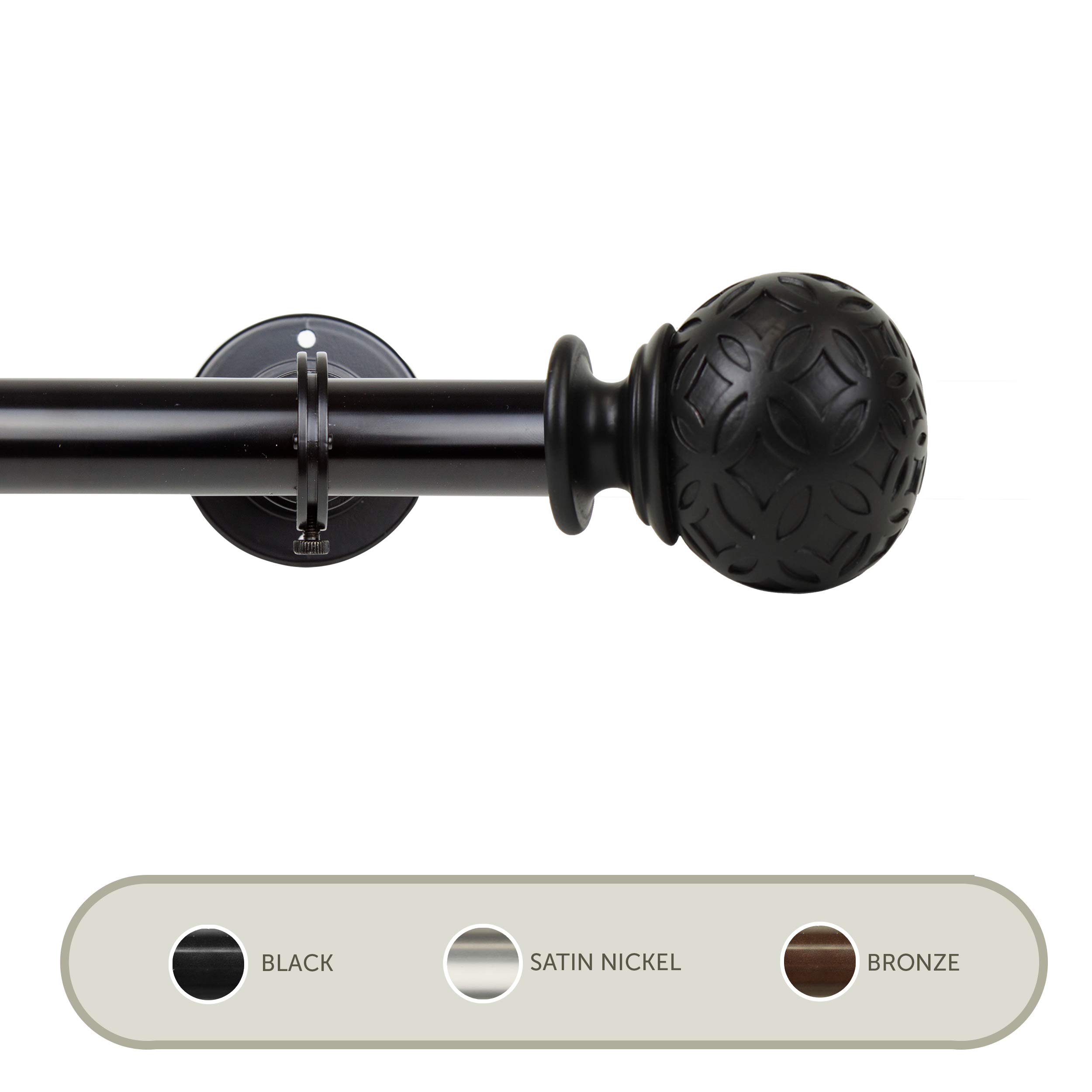 Rod Desyne Odelia 1 Inch Black Ceiling Curtain Rod - Adjustable 160 to 240 Inches - Heavy Duty Room Divider for Living Room, Bedroom, or Office Partition