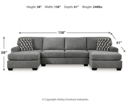 Birkdale Court 3-Piece Sectional Sofa with Right & Left Hand Facing Chaise - Modern Living Room Furniture for Family Gatherings & Movie Nights