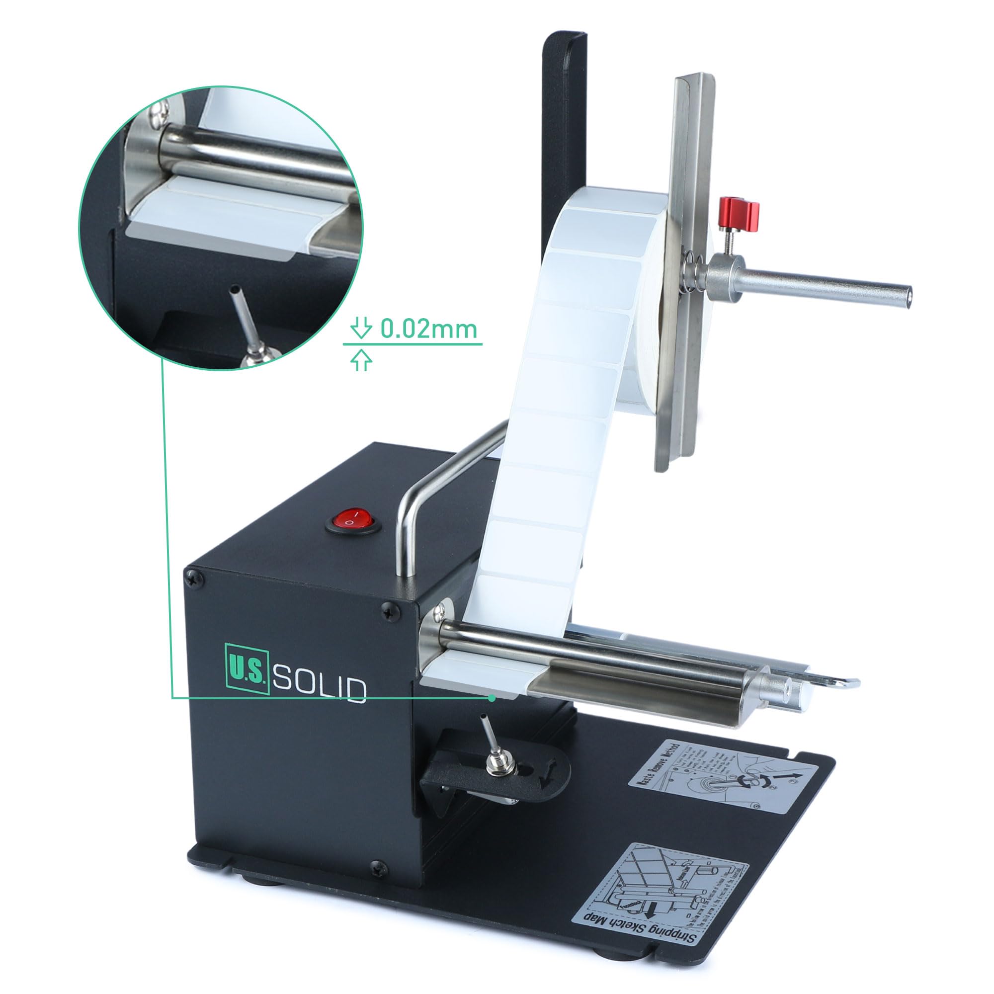 U.S. Solid Automatic Label Dispenser Machine with Fiber Optic Sensor - Clear & Opaque Labels (10-115mm Width, 8-130mm Length) - Perfect for Warehouse, Retail & Shipping Labeling