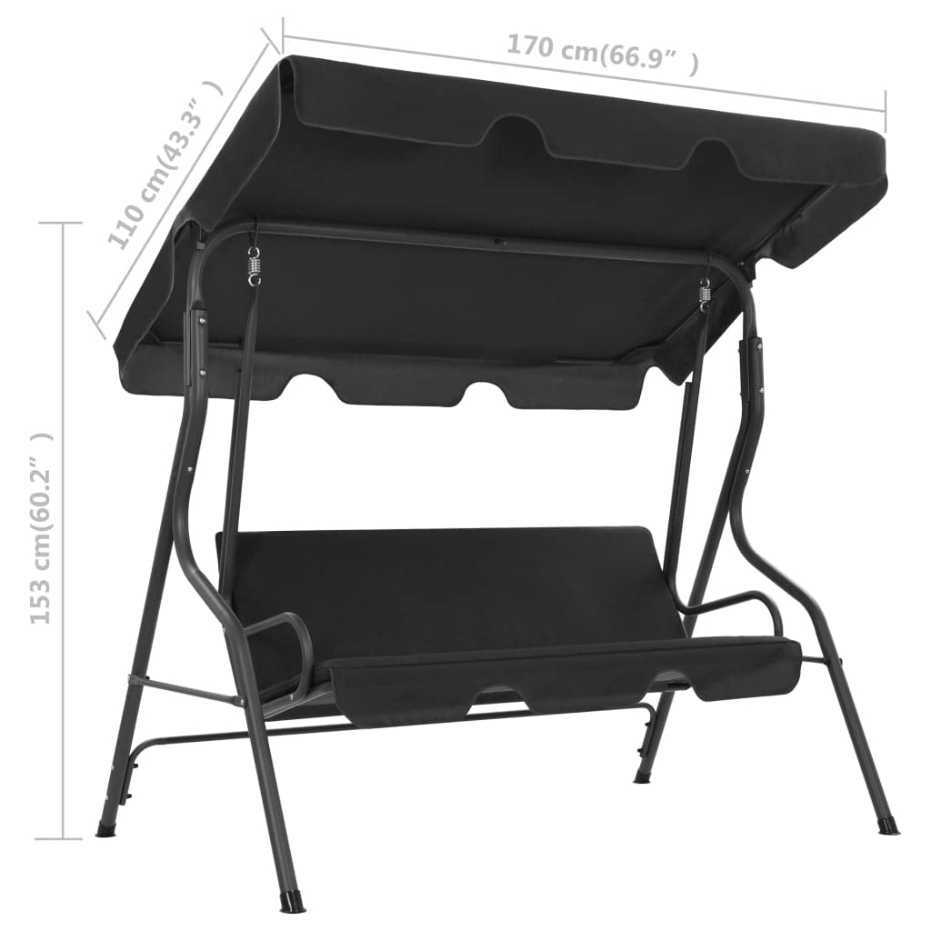 Outdoor Porch Swing Chair - 66.9x43.3x60.2 Inch Weather-Resistant Patio Swing Bench for Garden, Poolside, Balcony & Backyard (Anthracite) - Fast Shipping | Perfect for Relaxation & Outdoor Lounging
