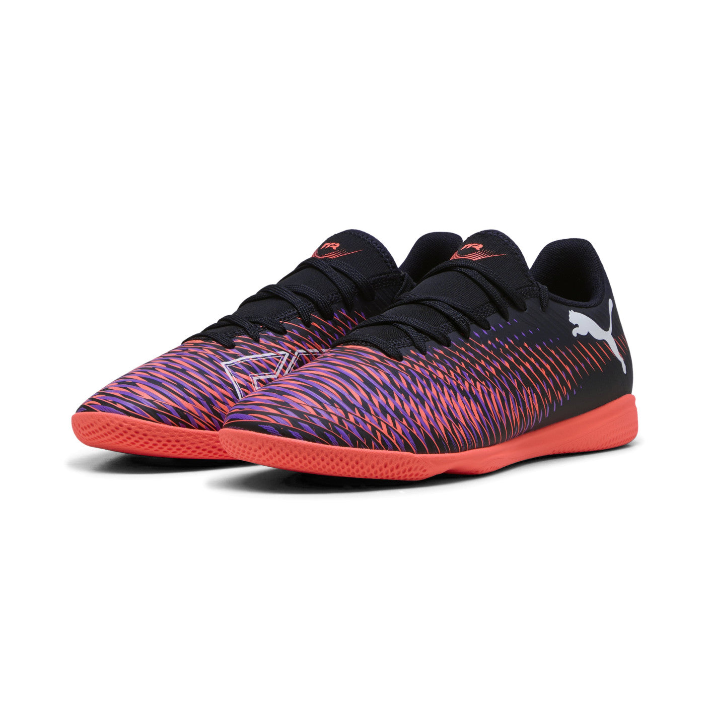 Puma Future 8 Play IT Indoor Football Shoes for Men - Black/Glowing Red - Lightweight Soccer Cleats with Enhanced Grip - Perfect for Indoor Training & Futsal Matches
