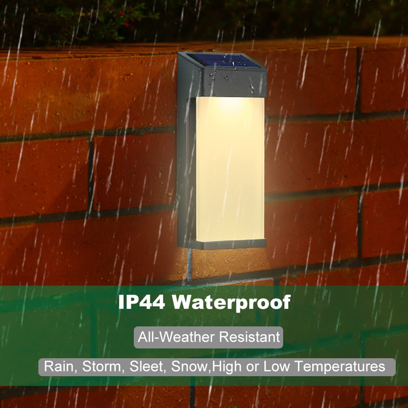 iKenta Solar Outdoor Wall Lights with Dusk to Dawn Sensor - IP44 Waterproof Security Lights for Front Door, Yard, Garage, Garden, Patio & Deck (10LM) - Perfect for Nighttime Safety & Landscape Lighting