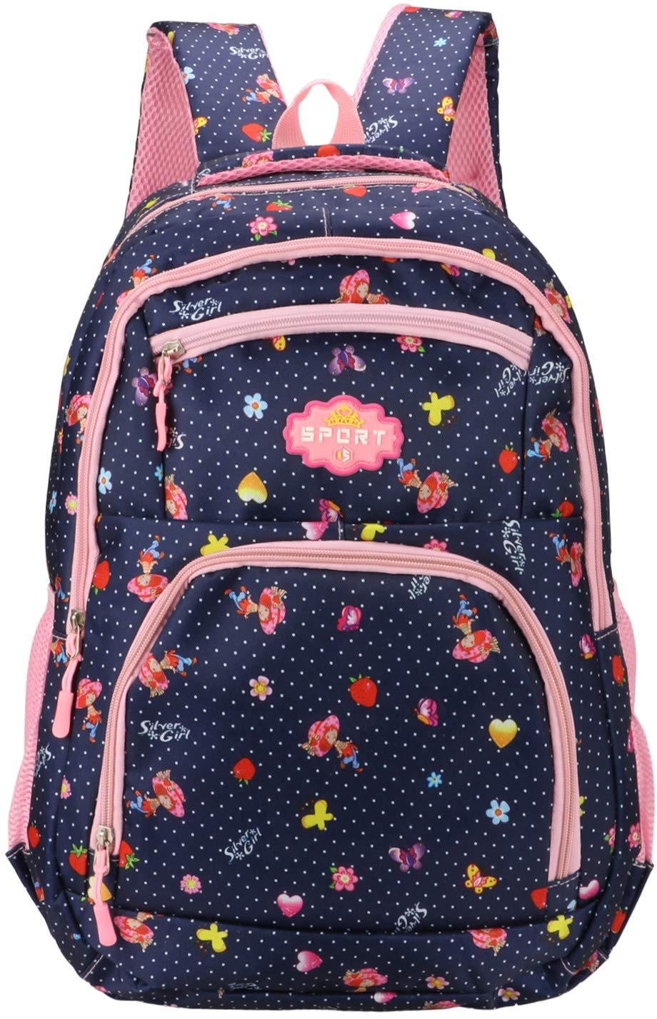 AREO Kids Designer Hi-Capacity School Backpack for Girls - Waterproof Durable Bookbag with Multiple Pockets, Lightweight Backpack for School, Travel & Daily Use (Blue)