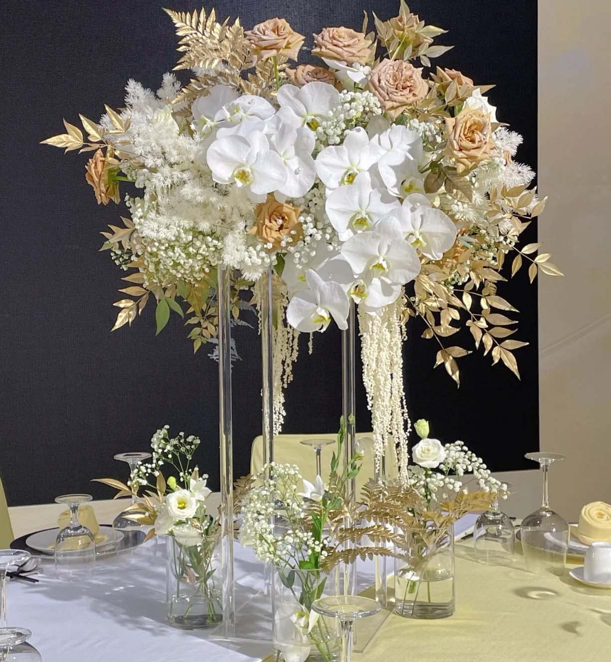 10 Pack 23.62 Inch Clear Acrylic Flower Vases - Modern Wedding Table Centerpiece Decorations, Floral Stand for Home, Party, Restaurant & Event Decor