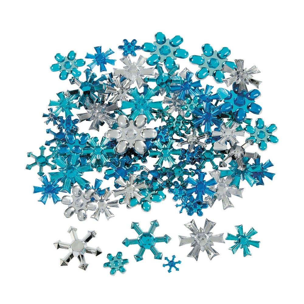 Fun Express Snowflake Jewel Assortment - 150 Pieces - DIY Craft Supplies for Christmas Ornaments, Winter Decorations & Holiday Gift Making