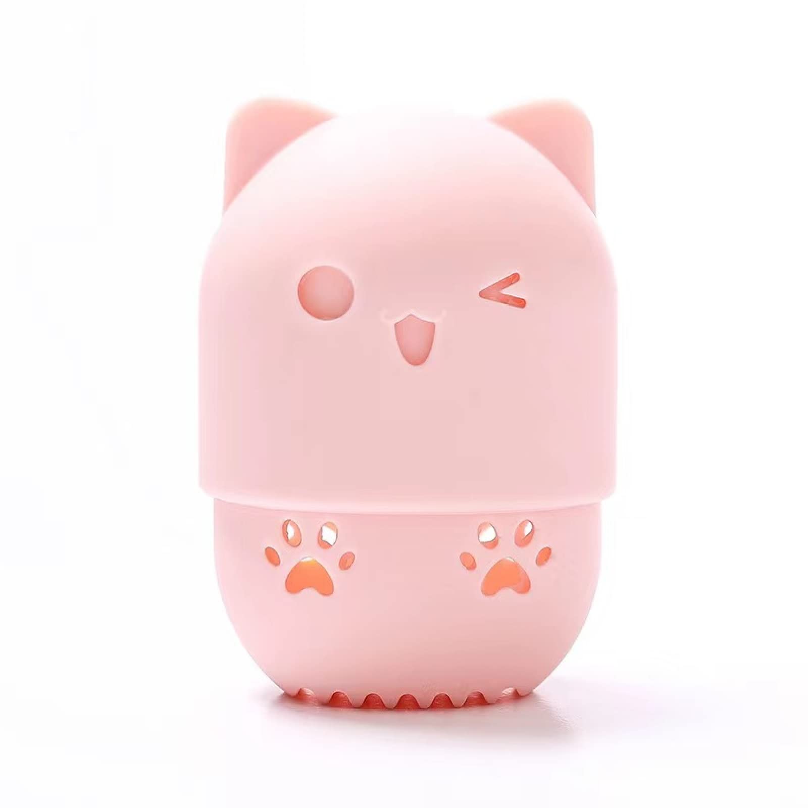 Premium Makeup Sponge Set - Soft Marshmallow Beauty Blender with Silicone Travel Case & Cat-Shaped Holder | Washable, Reusable Foundation Sponge for Flawless Application | Perfect for Travel, Home Makeup Routine & Gift (Pink)