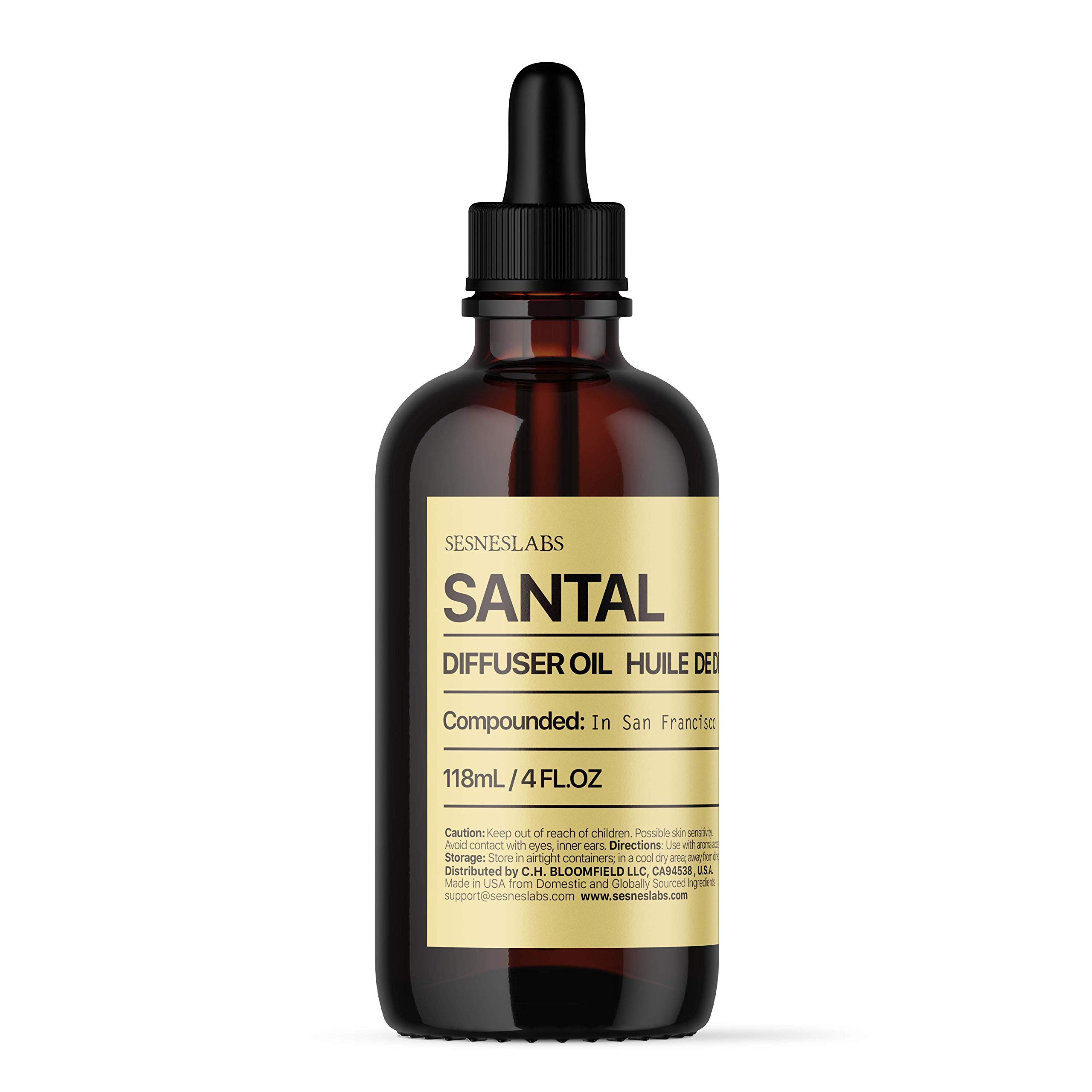 Premium Santal Diffuser Oil - Luxury Amber, Coco Vanilla, Cedar & Sandalwood Essential Oil Blend for Ultrasonic Diffusers (4oz/118ml) - Perfect for Aromatherapy, Spa Relaxation & Home Fragrance