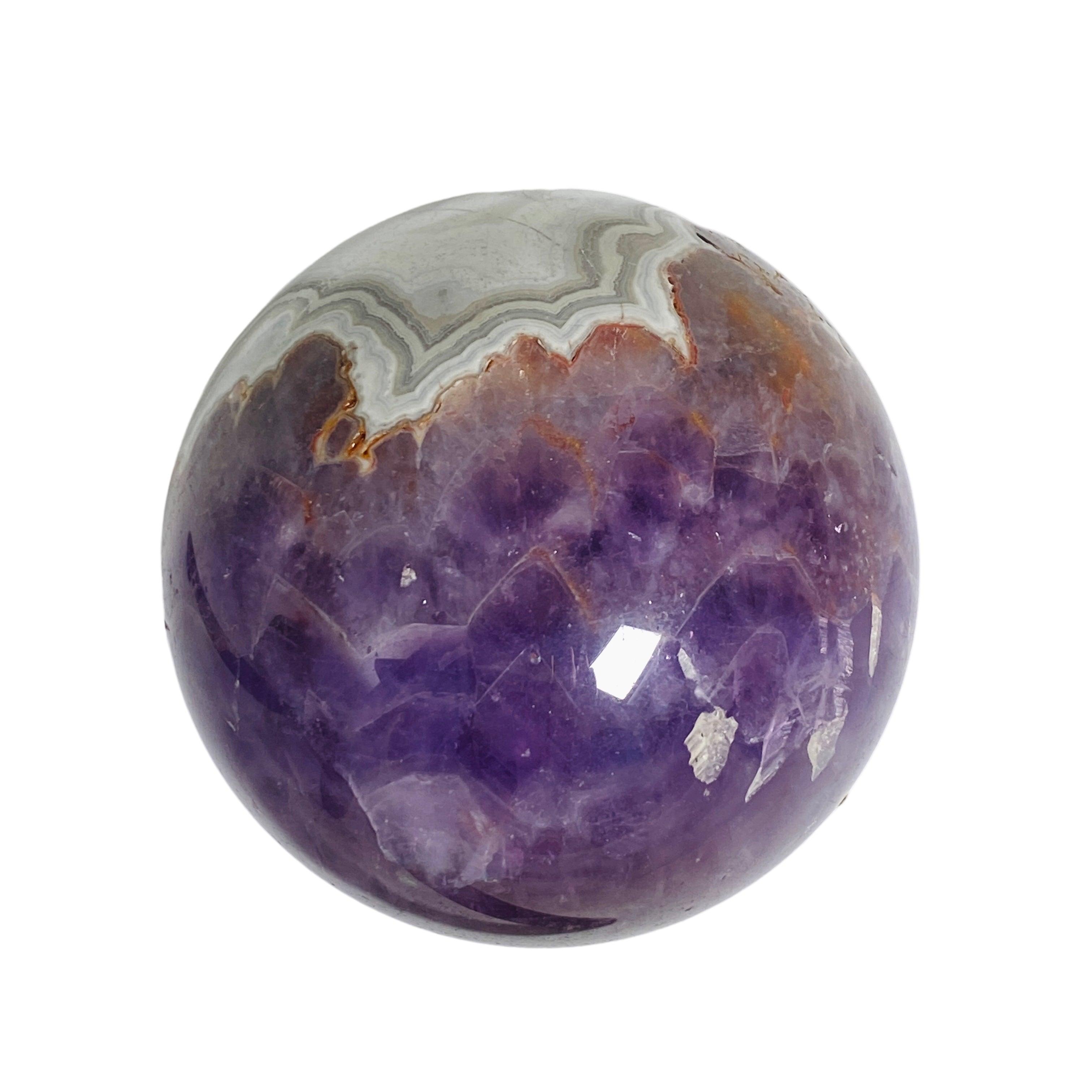 Natural Amethyst Agate Sphere - Healing Crystal for Meditation, Yoga & Home Decor - AMAS 02