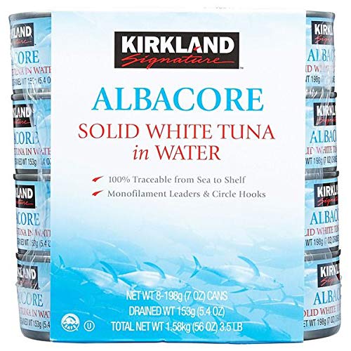 Kirkland Signature Solid White Albacore Tuna & Chicken Breast Cans Bundle - 8 Albacore Tuna Cans + 6 Premium Chunk Chicken Cans | High Protein Pantry Staples for Meal Prep, Emergency Food Supply & Healthy Snacks