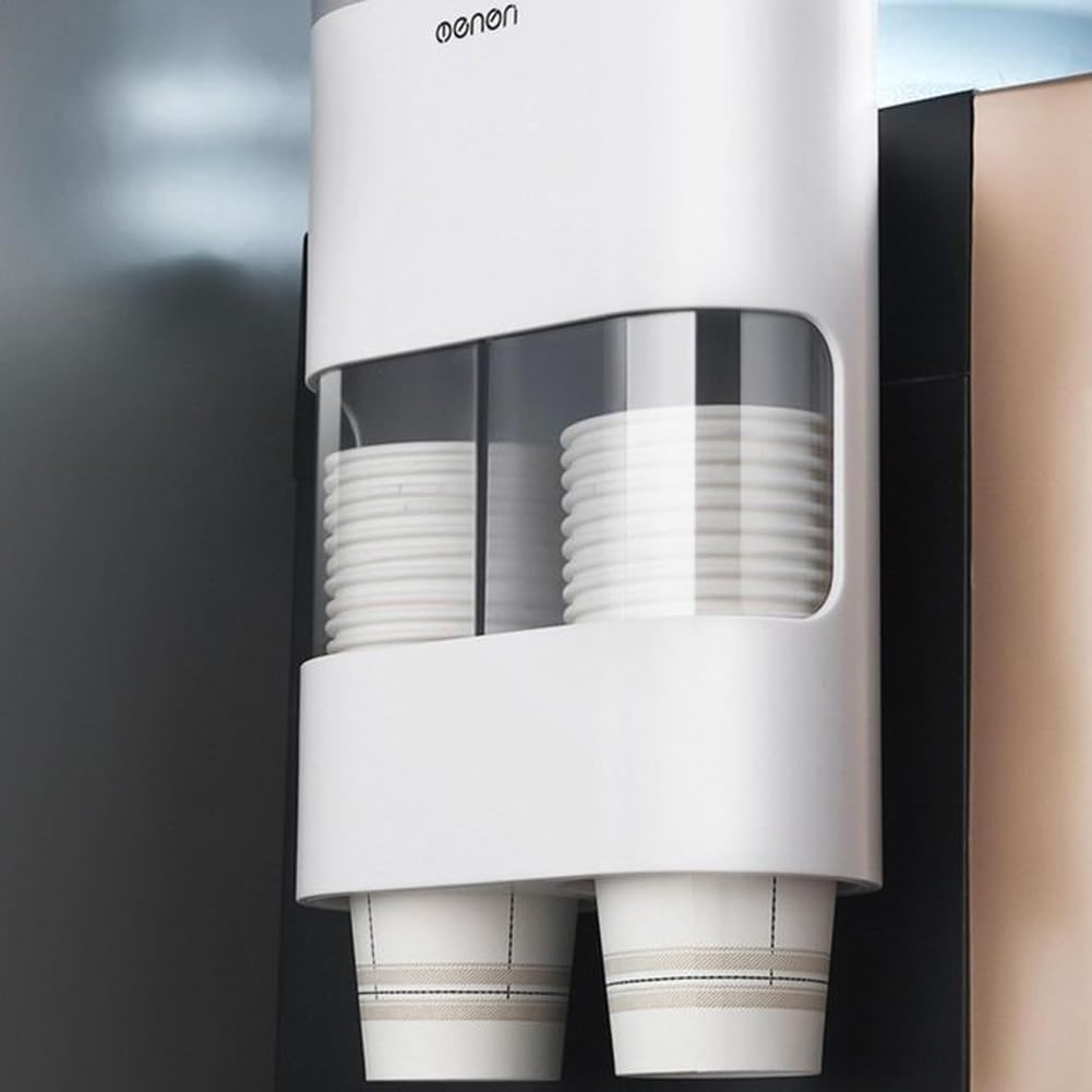 HomeFast Self-Adhesive Wall Mount Paper Cup Dispenser - Plastic Drinking Cup Organizer for Office, Kitchen & Party - Space-Saving Disposable Cup Storage Holder for Water, Coffee & Beverages