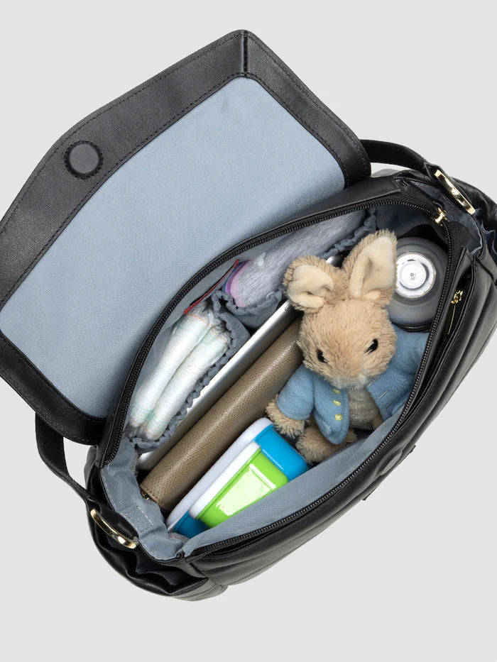 Storksak Aria Leather Compact Diaper Bag - Stylish Baby Changing Tote for On-the-Go Parents | Perfect for Travel, Shopping & Daily Outings