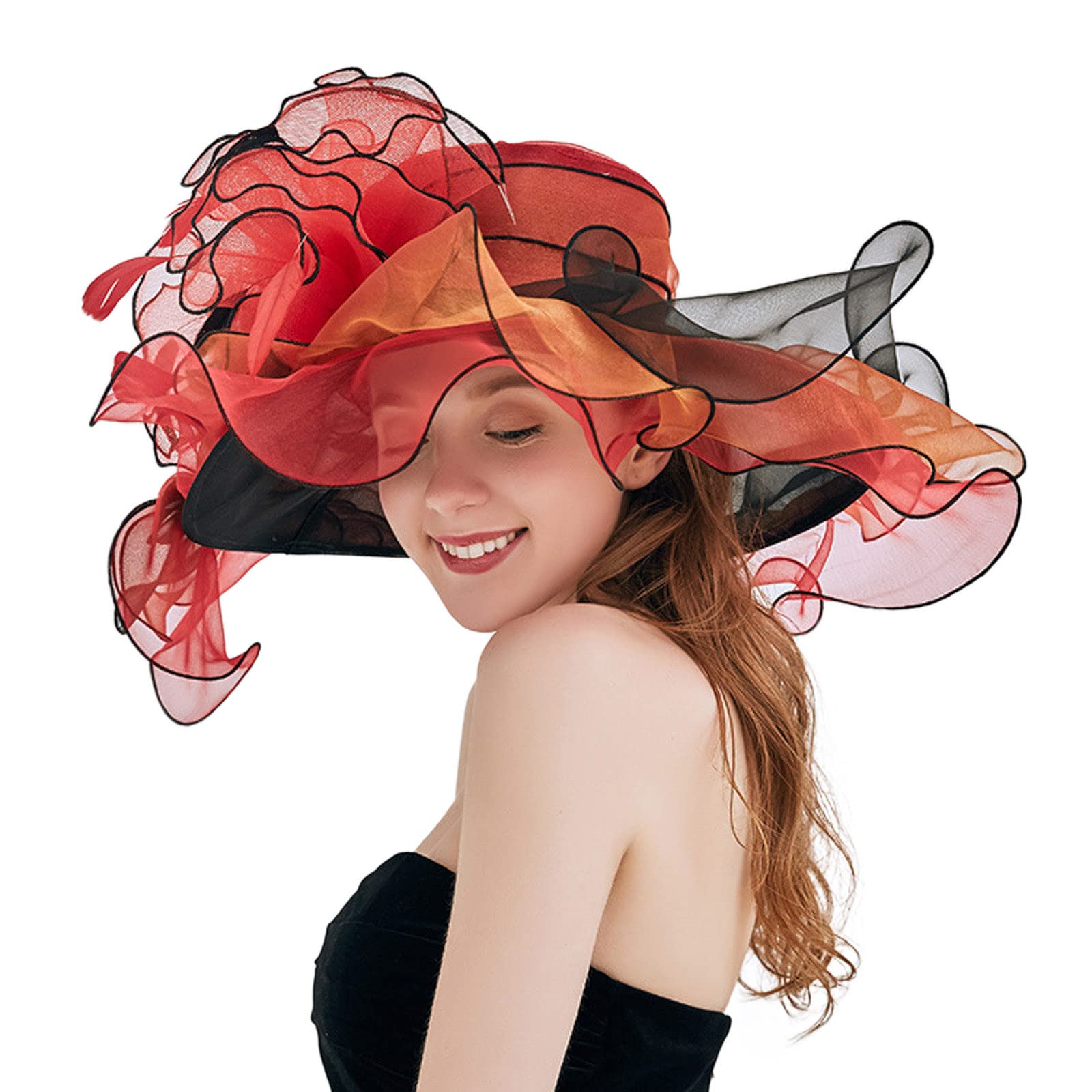 Women's Wide Brim Folding Straw Hat - Summer Sun Hat for Beach, Bridal Shower & Outdoor Activities - Floral Design Sun Protection Hat for Garden, Travel & Vacation