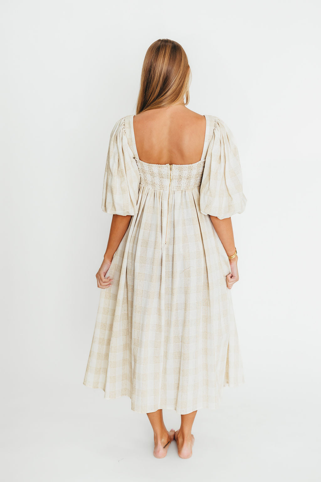 Harlow Maxi Dress in Natural Plaid - Bump Friendly Maternity Dress (Sizes S-3XL) for Pregnancy, Nursing & Everyday Comfort