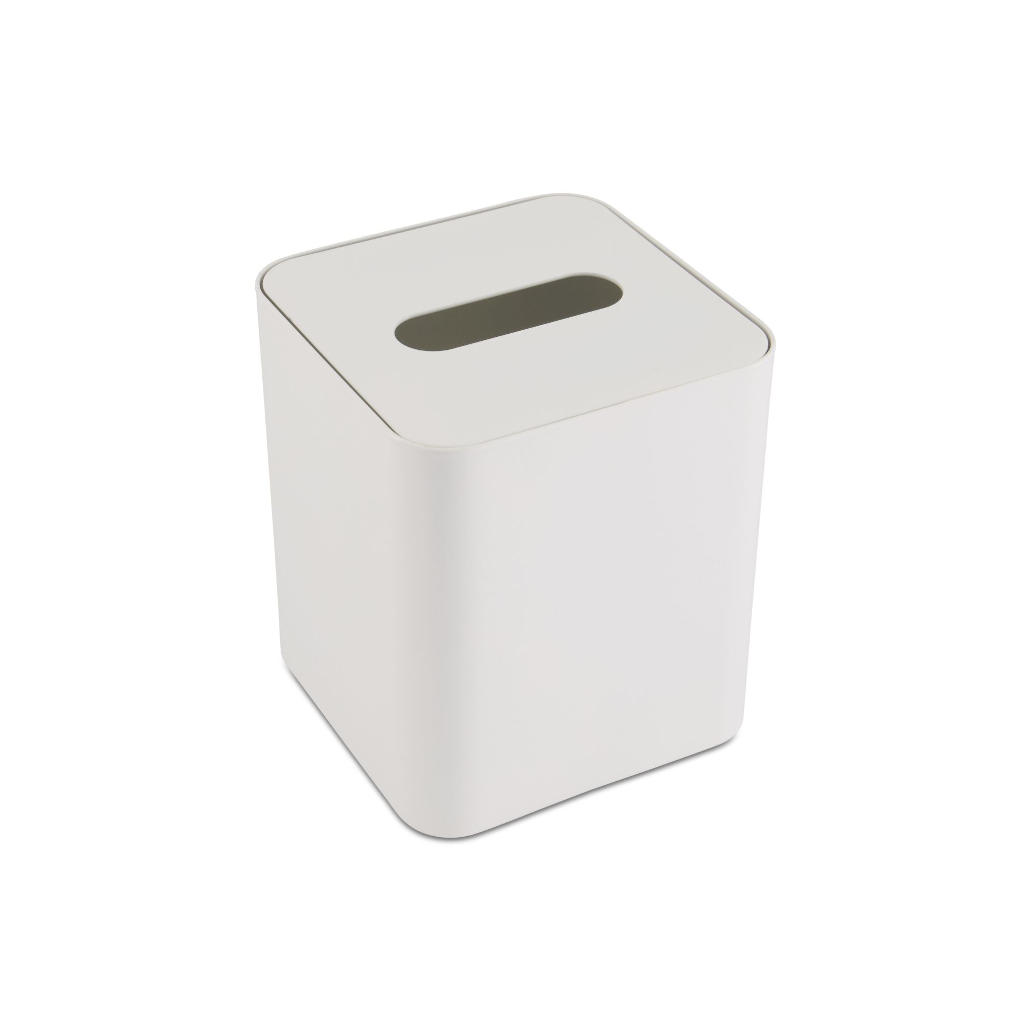 Square Tissue Box with Metal Lid - White & White | Modern Home Decor for Living Room, Bathroom & Office | Stylish & Functional Tissue Holder