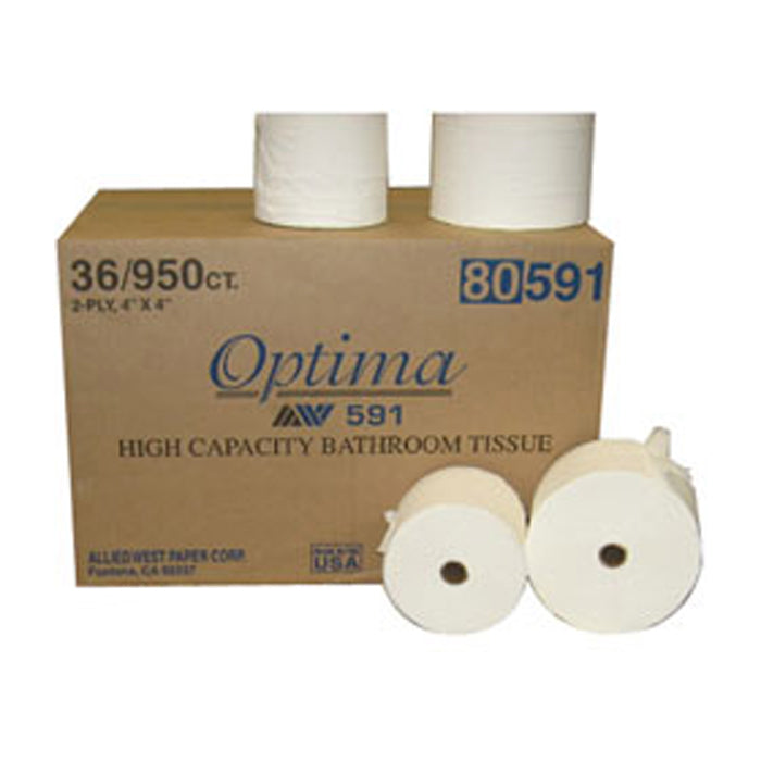 Optima 2-Ply Small Core Bathroom Tissue, 36 Rolls per Case - Soft & Strong Toilet Paper for Home, Office & Commercial Use