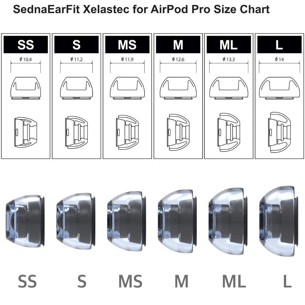 AZLA XELASTEC AirPods Pro Tips (1st/2nd Gen) - Premium Silicone Ear Tips for Workout & Travel