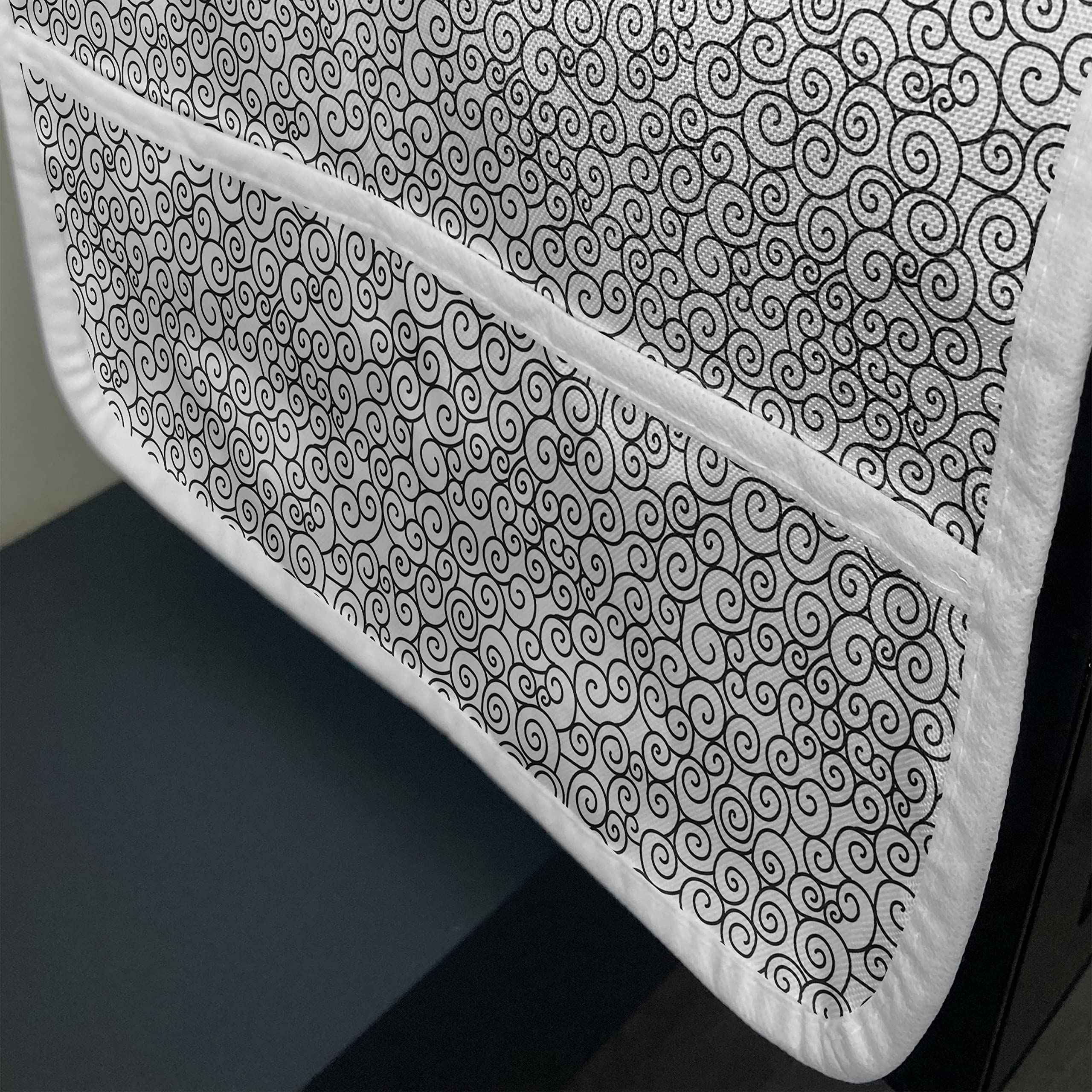 Ambesonne Abstract Microwave Cover - Waterproof Kitchen Organizer with Pockets, 36x12 Inches, Black & White Spiral Design | Perfect for Modern Kitchens & Microwave Protection