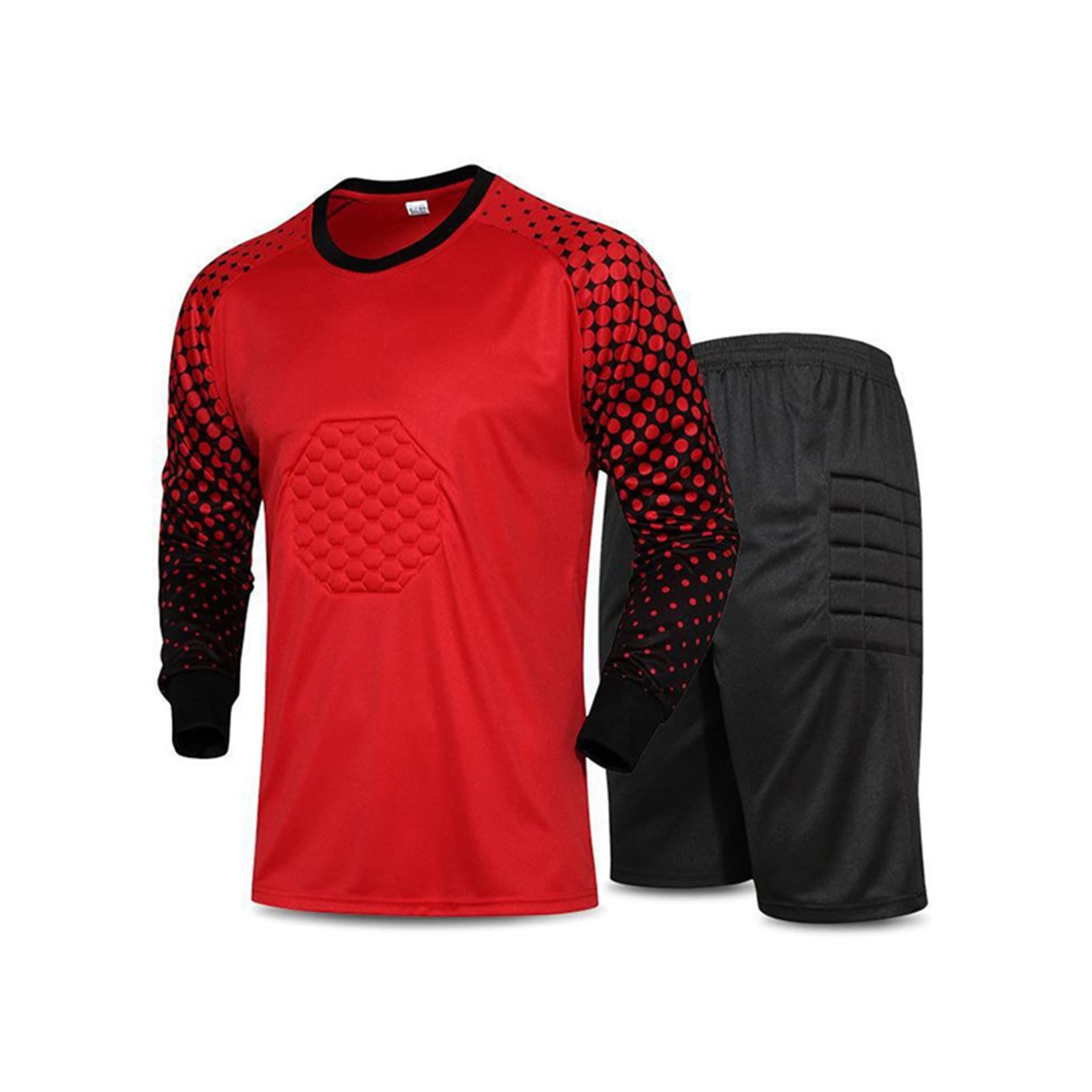 Kaerm Boys Football Goalkeeper Training Uniform Set - Long Sleeve Padded Soccer Jersey & Shorts for Youth Goalie Practice | Perfect for Training Sessions, Matches, and Team Sports
