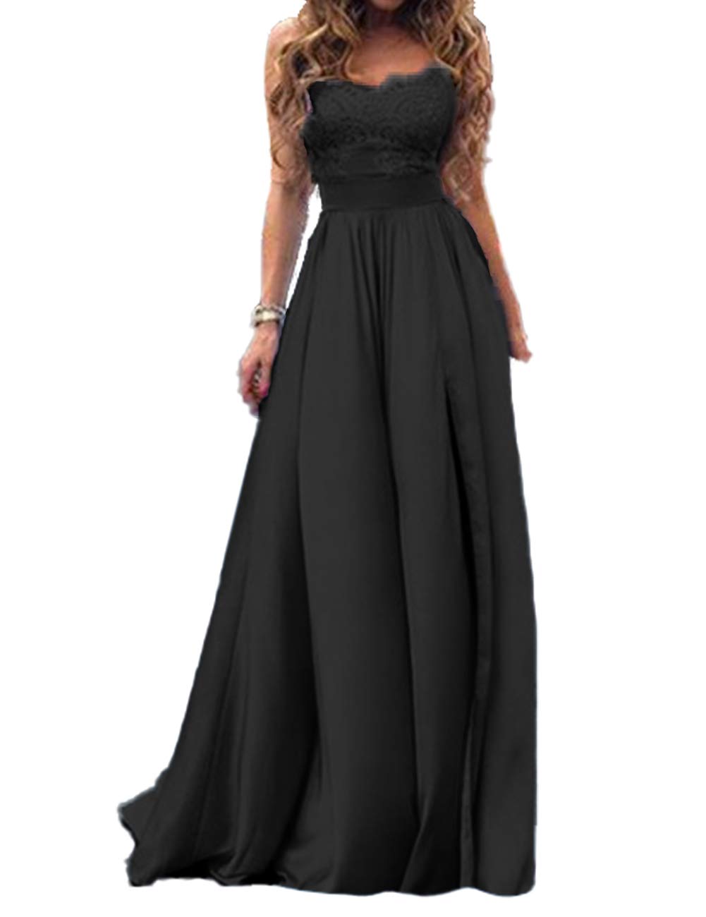 Elegant Long Prom Dresses with Lace - Strapless Floor Length Formal Evening Gowns for Women | Perfect for Homecoming, Weddings & Special Occasions