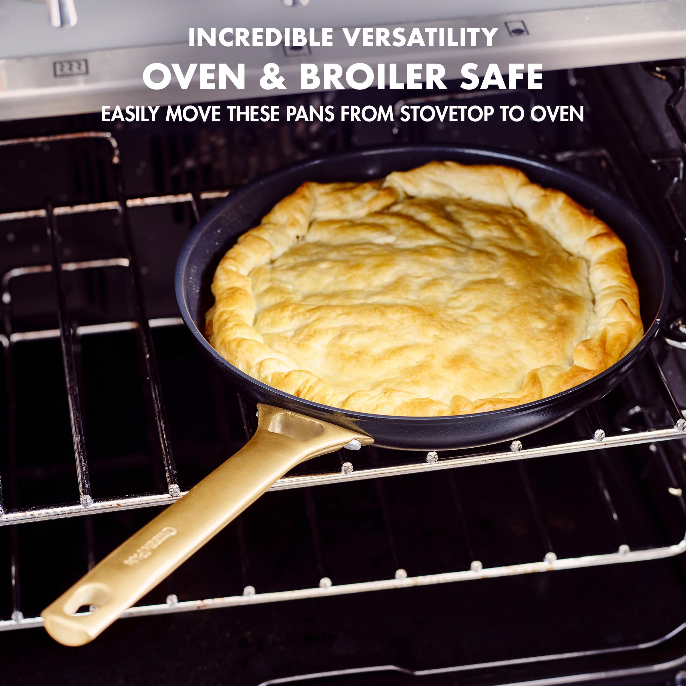 GreenPan Reserve Hard Anodized Healthy Ceramic Nonstick 5-Piece Cookware Set - PFAS-Free, Dishwasher & Oven Safe, Black Pots & Pans with Gold Handles for Healthy Cooking | Perfect for Frying, Sautéing & Baking in Modern Kitchens