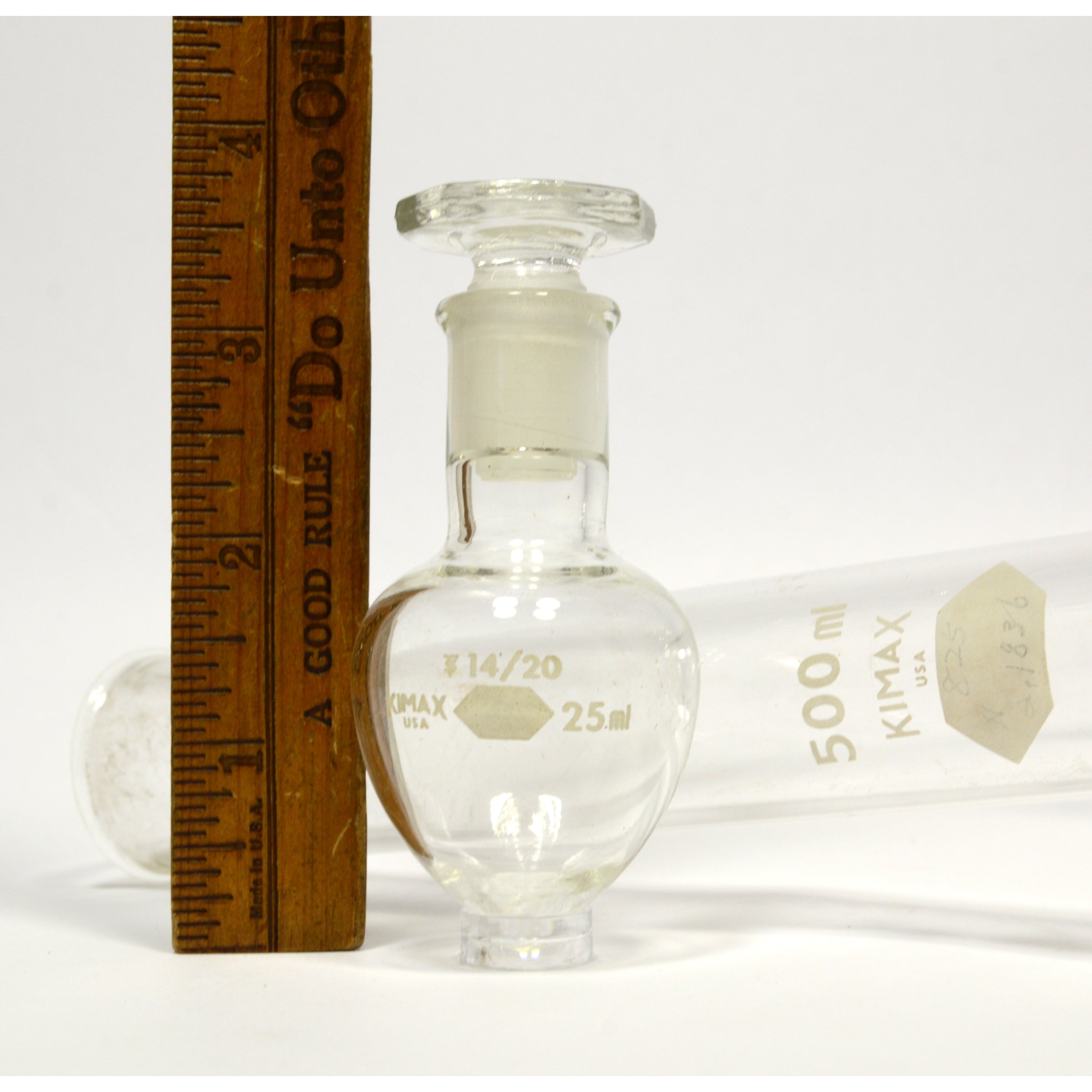 PYREX & KIMAX Lab Glassware Set of 6 Round Bottom Flasks with 2 Neck Florence - Perfect for Chemistry Experiments, Distillation & Scientific Research
