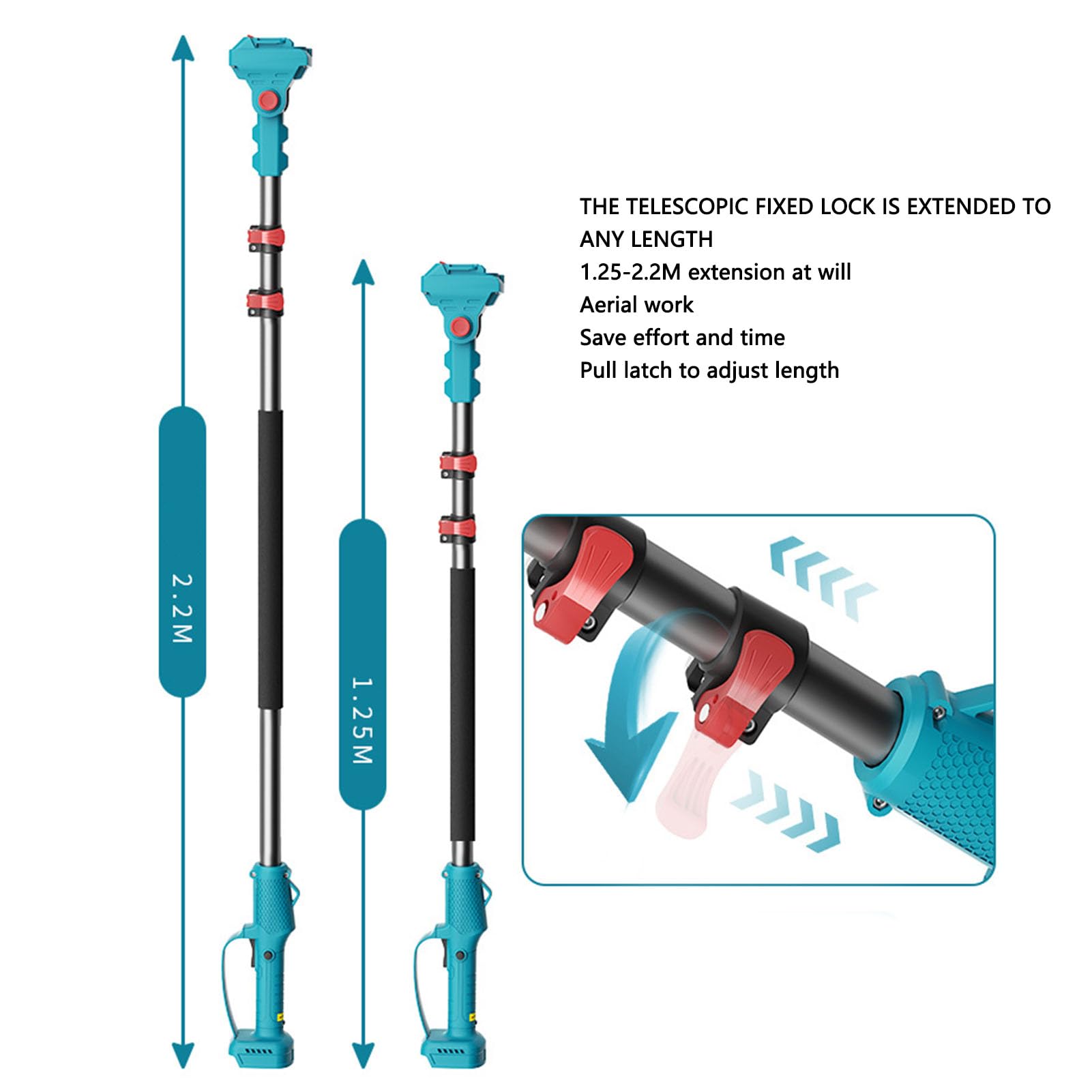 Electric Pruning Shears Cordless with Retractable Extension Pole - SK5 Steel Blade & 4000mAh Battery - Safety Switch for Tree Trimming, Gardening, and Landscaping (US Plug)