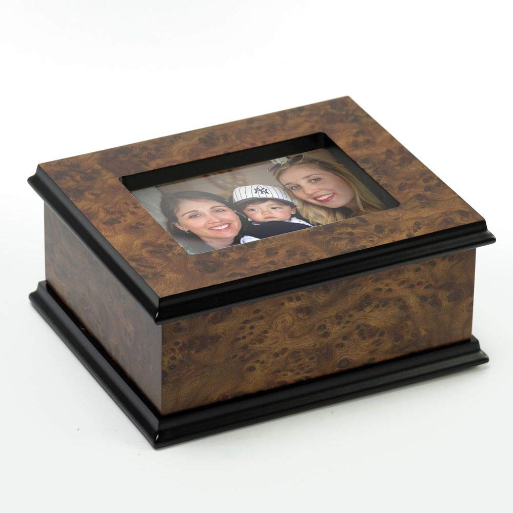 Traditional Sorrento 18-Note Classic Style 3X5 Photo Frame Music Jewelry Box - Plays Multiple Song Options - Perfect for Gifts, Weddings & Home Decor