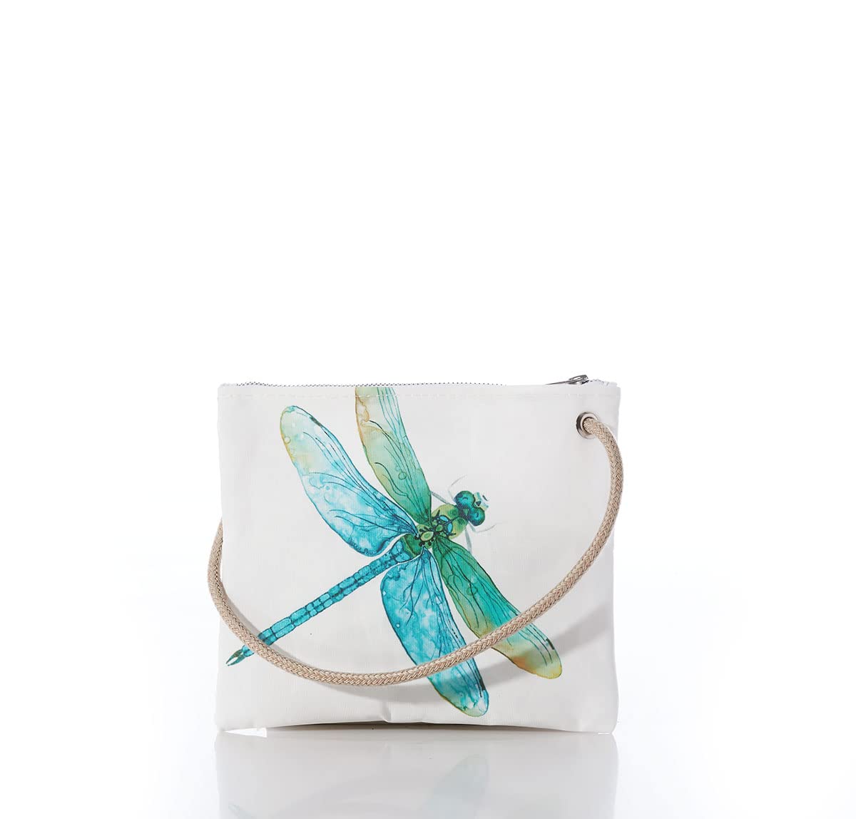Eco-Friendly Recycled Sailcloth Crossbody Bag with Watercolor Dragonfly Print - Stylish Women's Travel Purse for Everyday Use & Beach Outings