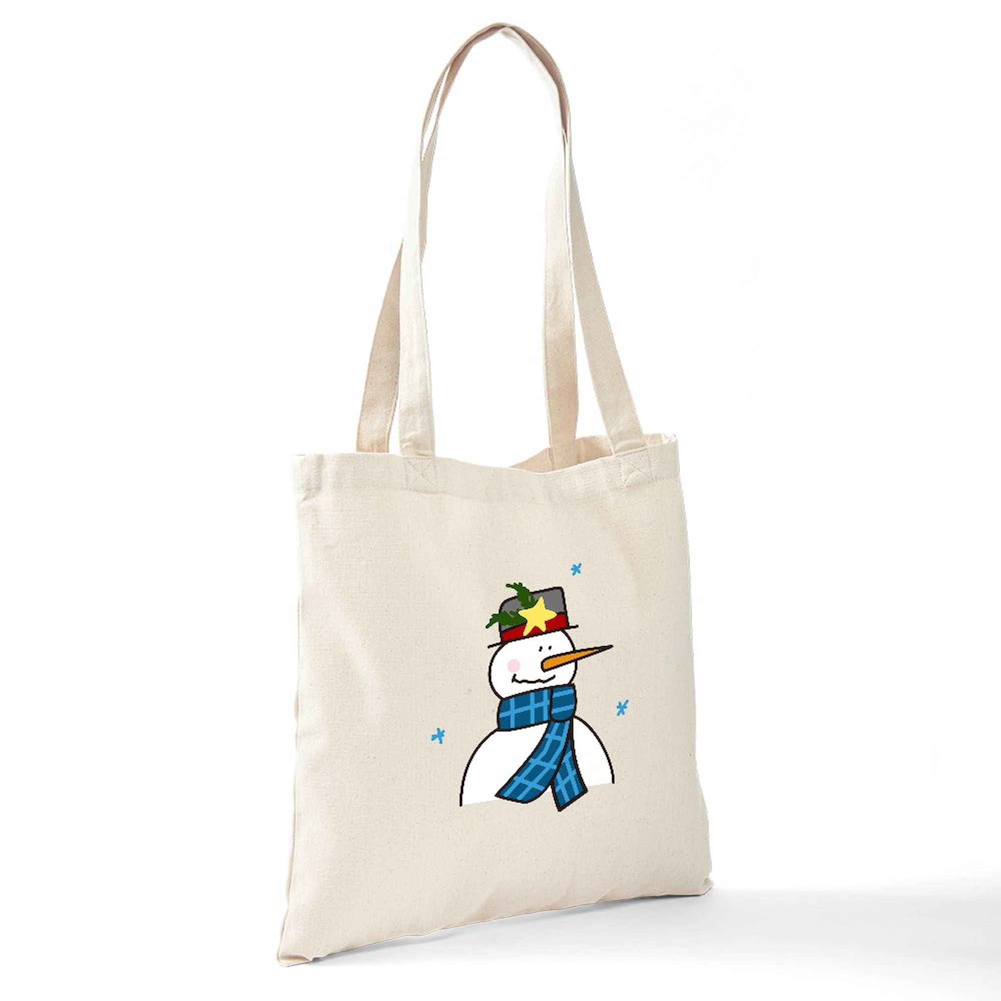 Winter Snowman Tote Bag - Natural Canvas Reusable Shopping Bag for Groceries, Beach & Holiday Gifts | Eco-Friendly & Durable