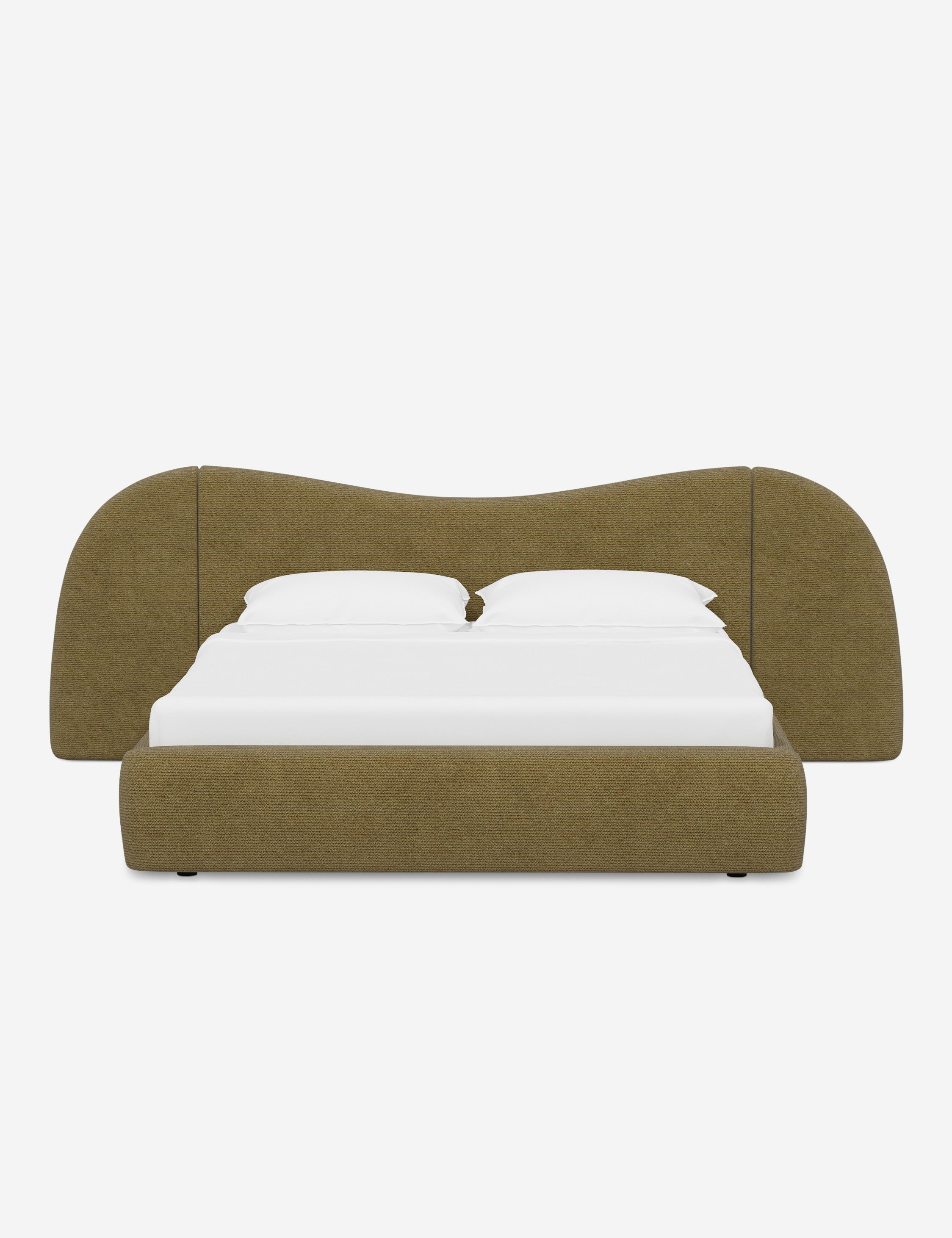 Sarah Sherman Samuel Gladys Extended Headboard Platform Bed - Queen Size, Modern Upholstered Bed Frame with Wooden Legs for Bedroom, Living Room, Guest Room