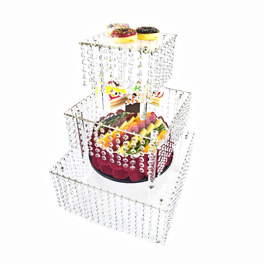 3-Tier Acrylic Cake Stand with Crystal Beads - 8