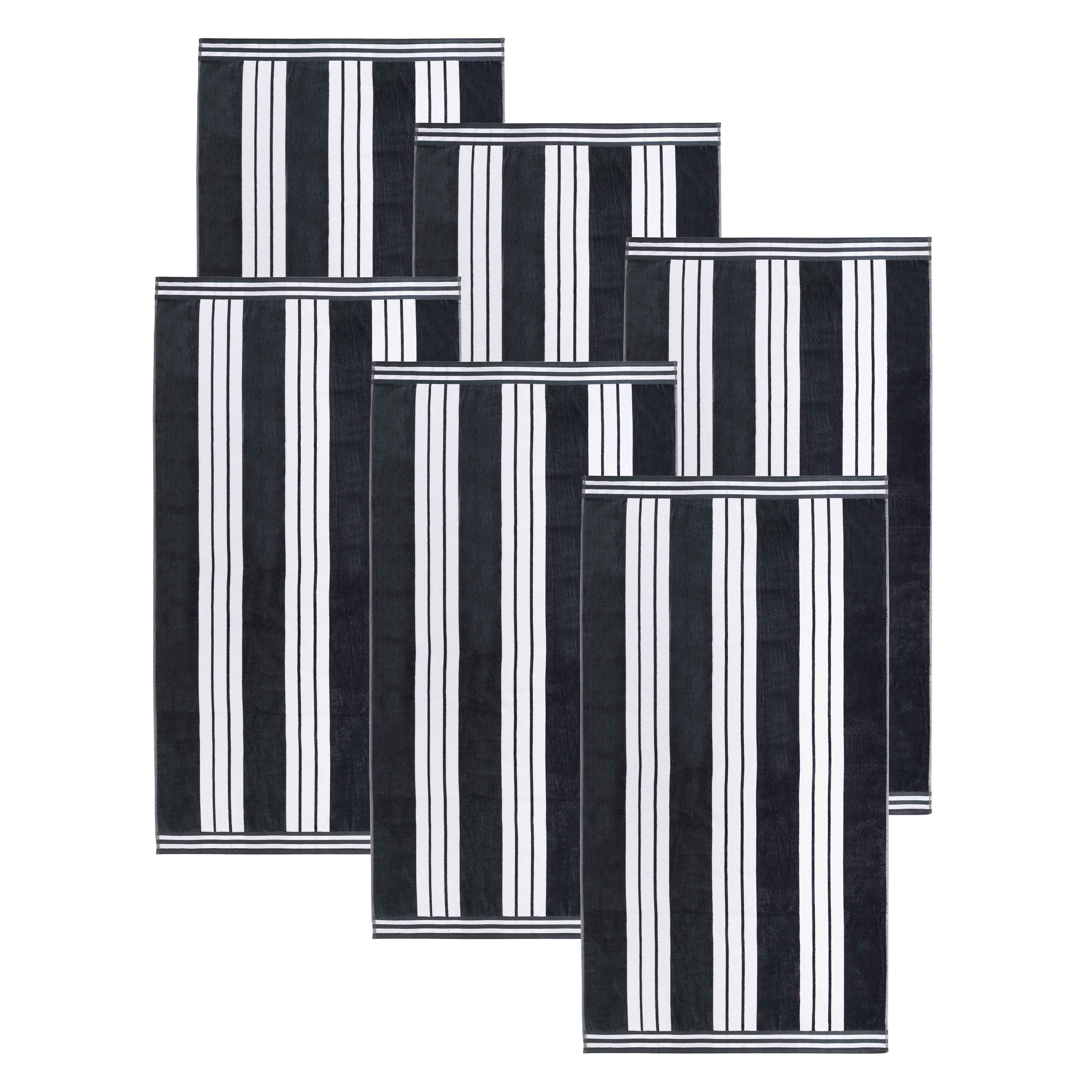 Premium Oversized Cabana Striped Cotton Beach Towel Set - 2, 4, or 6 Pack - Soft Quick-Dry Bath Towels for Pool, Beach, Vacation & Spa Days