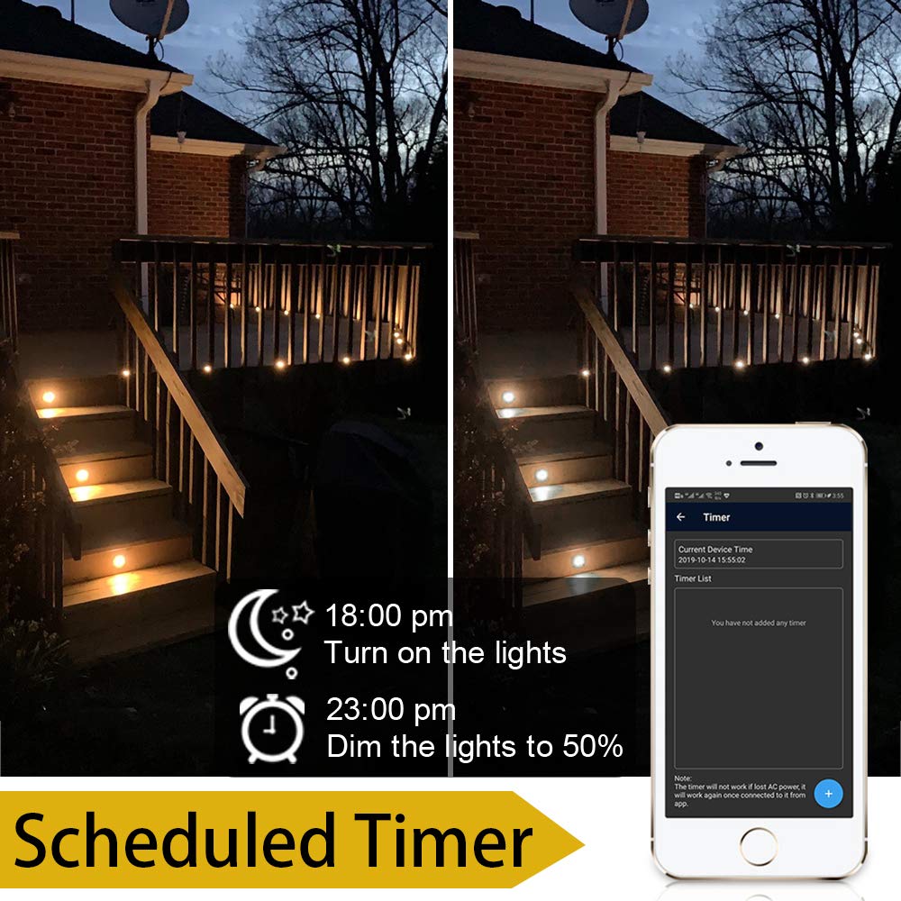 Sumaote 30-Piece Bluetooth LED Step Lights Kit - Waterproof Low Voltage Outdoor Stair Lighting, Warm White, Stainless Steel & Chrome Plating (Φ1.85