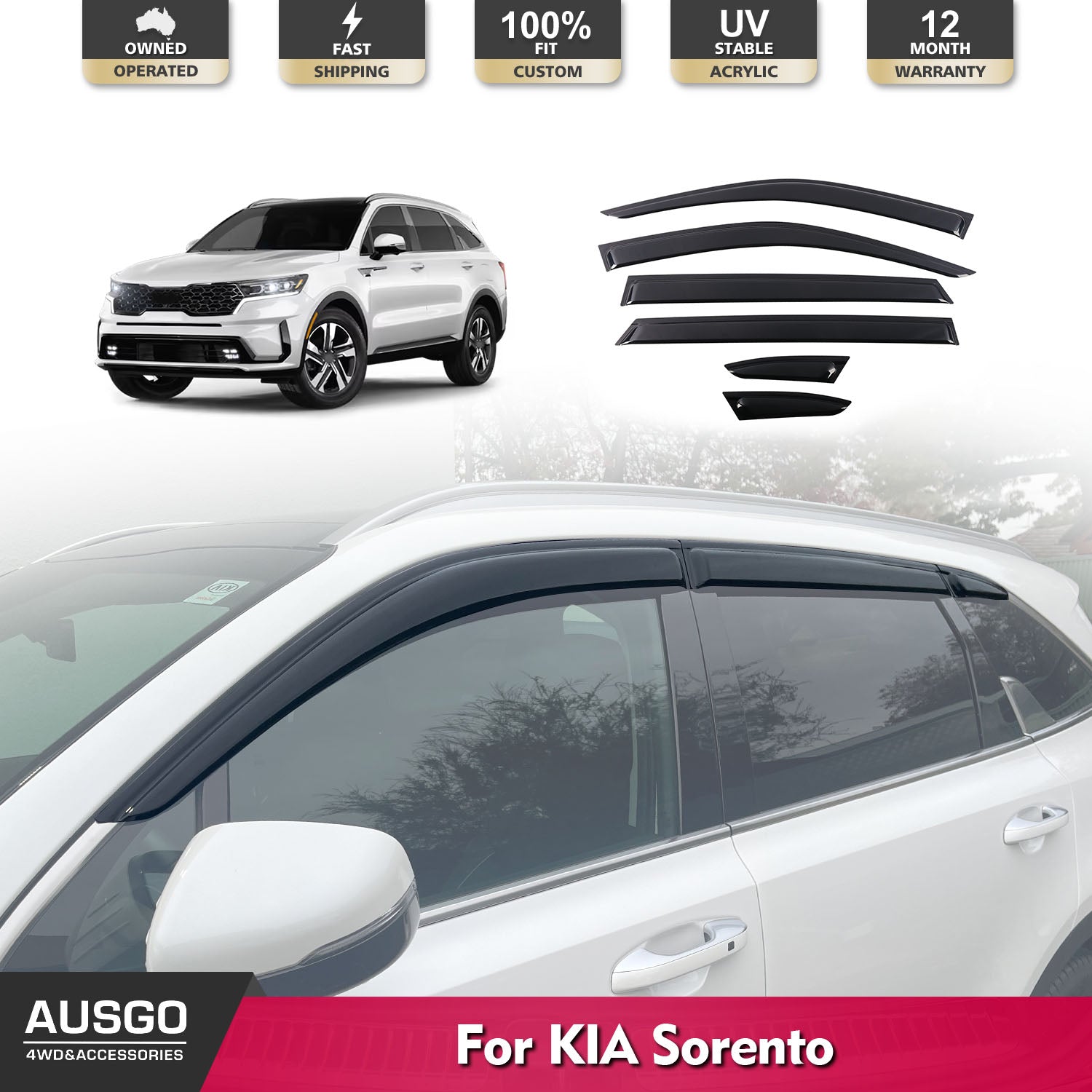 Premium Weather Shields for KIA Sorento MQ4 (2020-2024) - Durable Rain Guards & Window Deflectors for All-Season Protection - Perfect for Road Trips & Daily Commutes