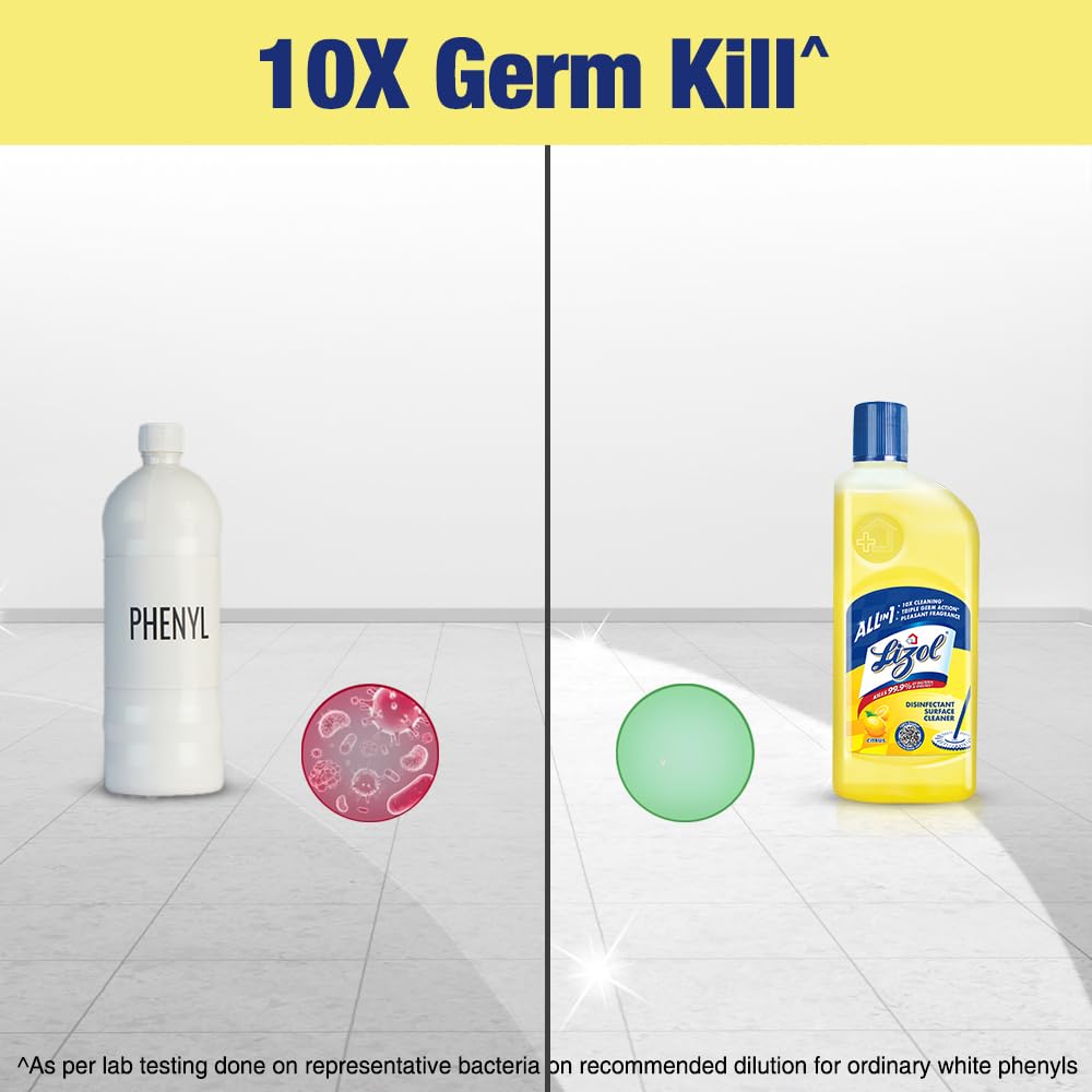Lizol Disinfectant Surface & Floor Cleaner Liquid, Citrus Scent - 625ml (Pack of 2) | Lizol Kitchen Cleaner Spray - 450ml | Kills 99.9% Germs | Ideal for Home, Kitchen, Bathroom & Office Cleaning