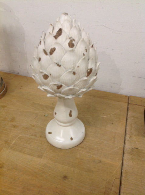 11 Aged White Wood Artichoke - Vintage Home Decor, Rustic Farmhouse Centerpiece for Dining Table, Mantel or Bookshelf