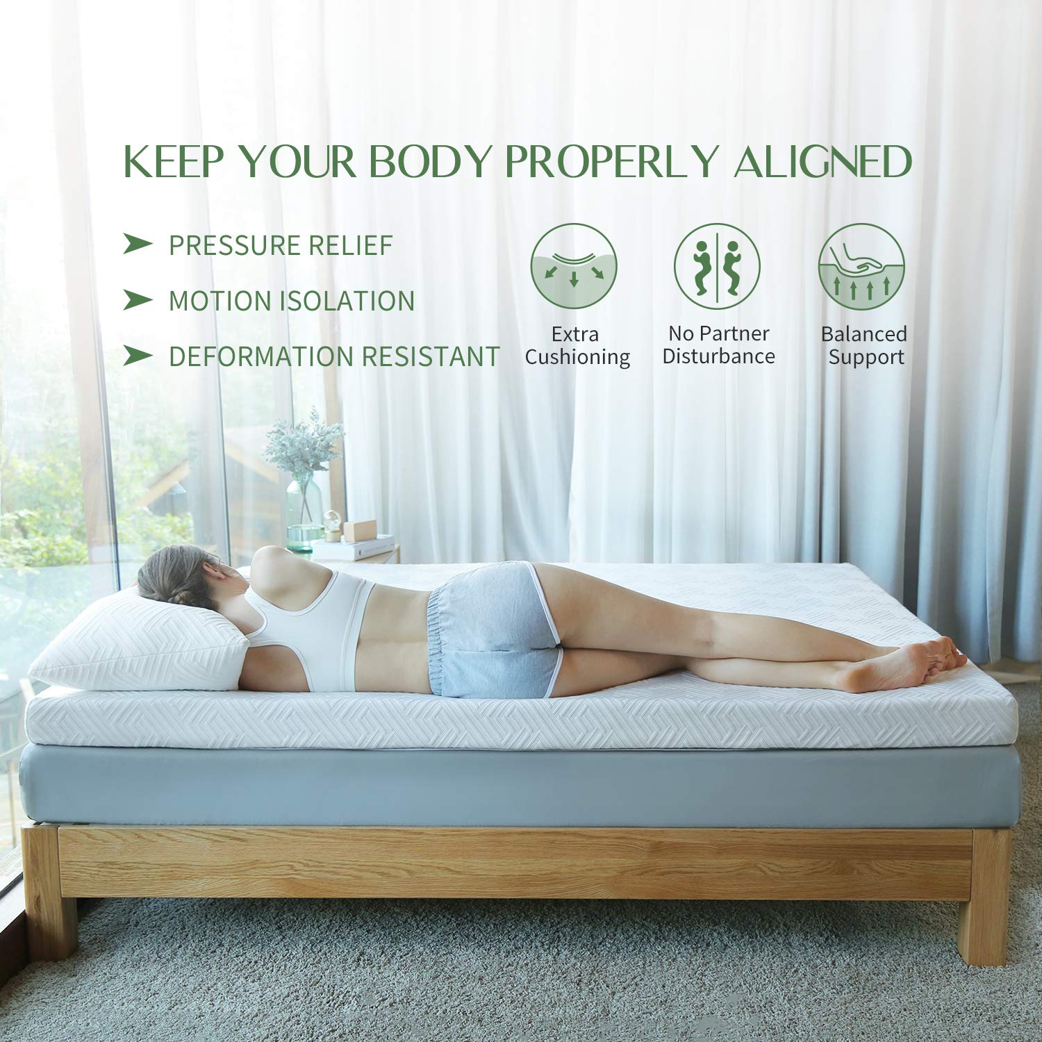 Novilla 3 Inch King Size Memory Foam Mattress Topper - Dual Layer Cooling Gel Infused for Pressure Relief & Back Support, Breathable Bamboo Cover - Perfect for Hot Sleepers & Side Sleepers (Yozora Collection)