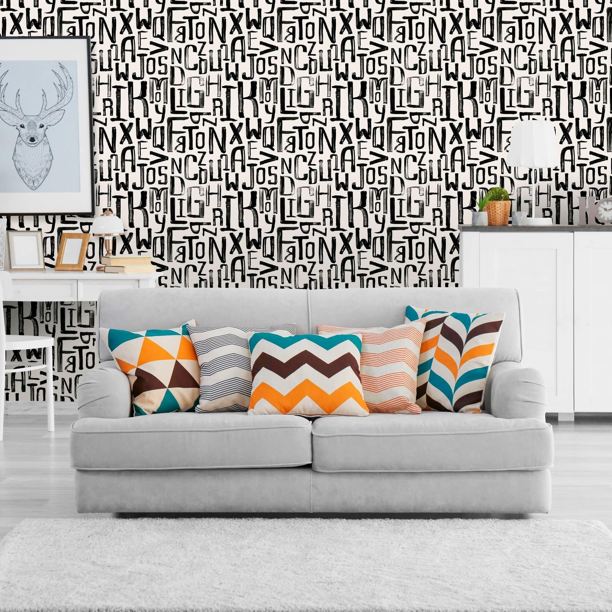 Black and White Art Deco Peel and Stick Removable Wallpaper 5623 - Self-Adhesive Wall Covering for Living Room, Bedroom, Office Decor