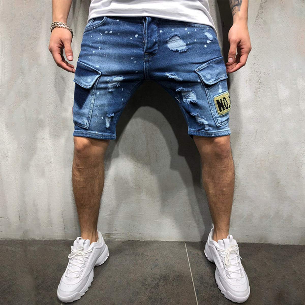 Seidarise Men's Distressed Denim Shorts - Ripped Blue Jean Shorts for Casual Wear | Perfect for Summer Outfits, Beach Trips & Street Style