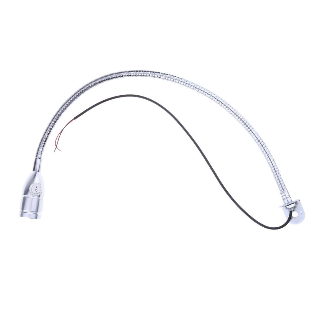 12V Gooseneck LED Bedside Reading Lamp - Adjustable Silver Wall Mount Light for Bed Headboard, Nightstand, Bookshelf (Perfect for Bedroom, Office, Dorm)